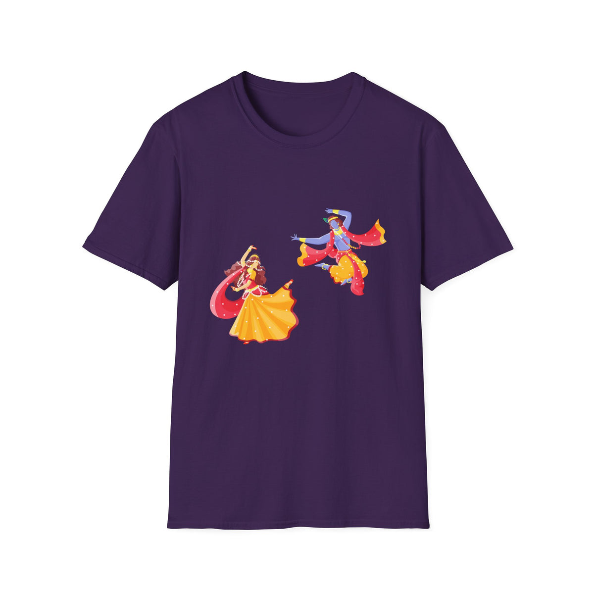 Radha Krishna Unisex Softstyle T-Shirt, Hindu Deity Tee, Spiritual Apparel, Yoga Top, Festival Clothing - Ira World Art LLC