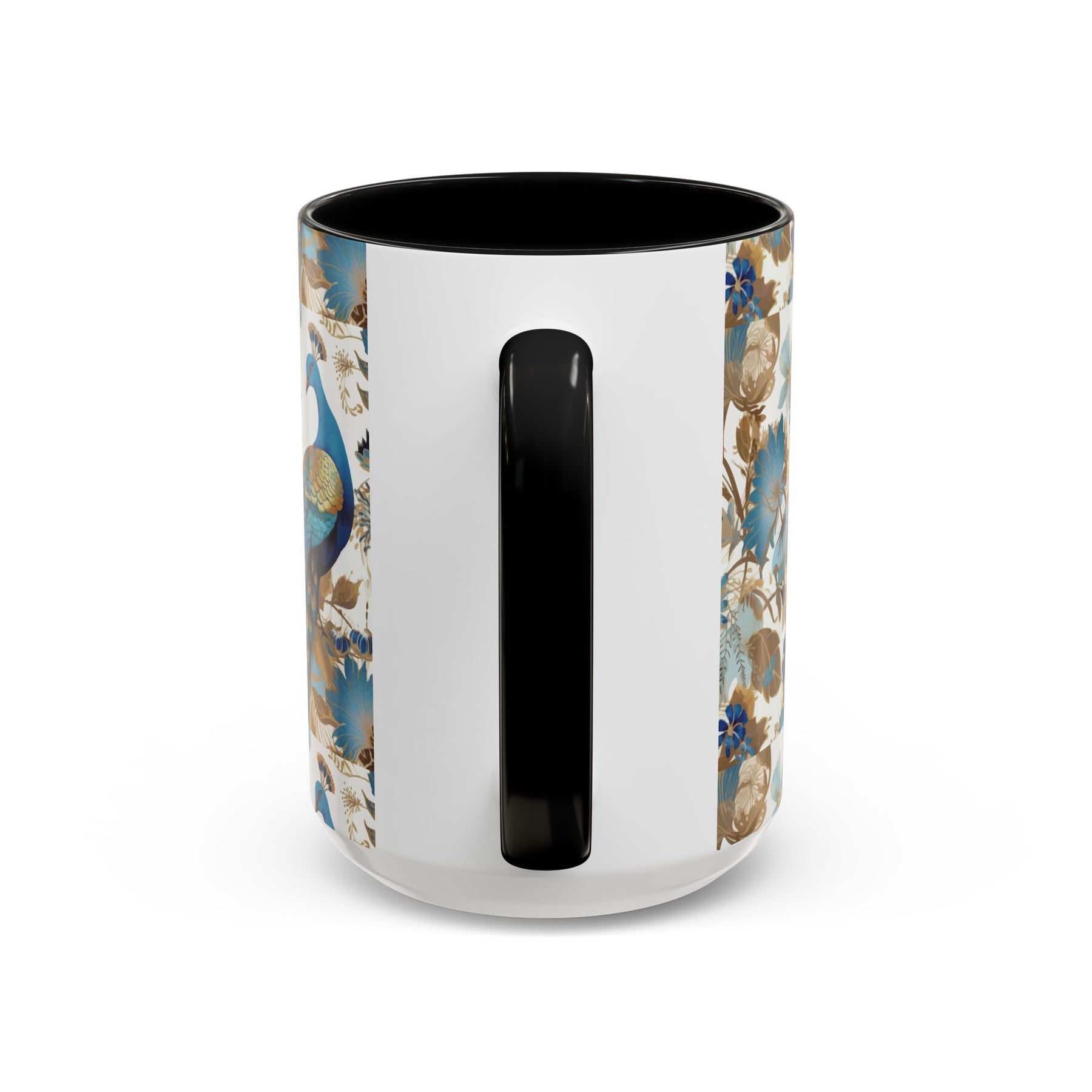 Elegant Peacock Ceramic Coffee Mug, Colorful 11oz & 15oz Custom Design - Ira World Art LLC