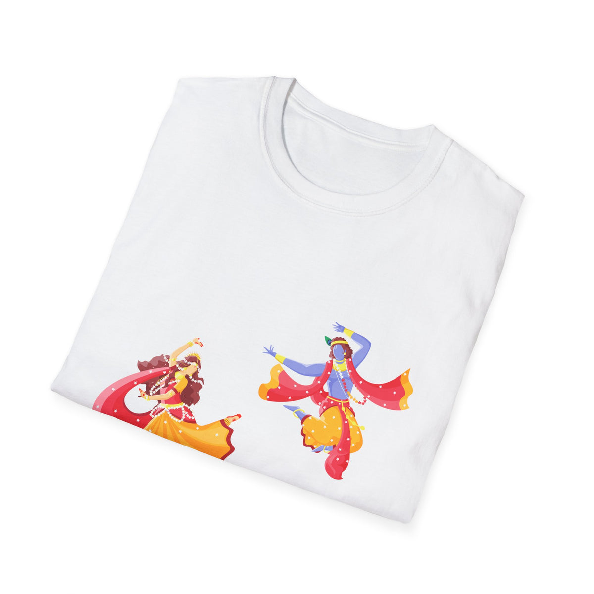 Radha Krishna Unisex Softstyle T-Shirt, Hindu Deity Tee, Spiritual Apparel, Yoga Top, Festival Clothing - Ira World Art LLC