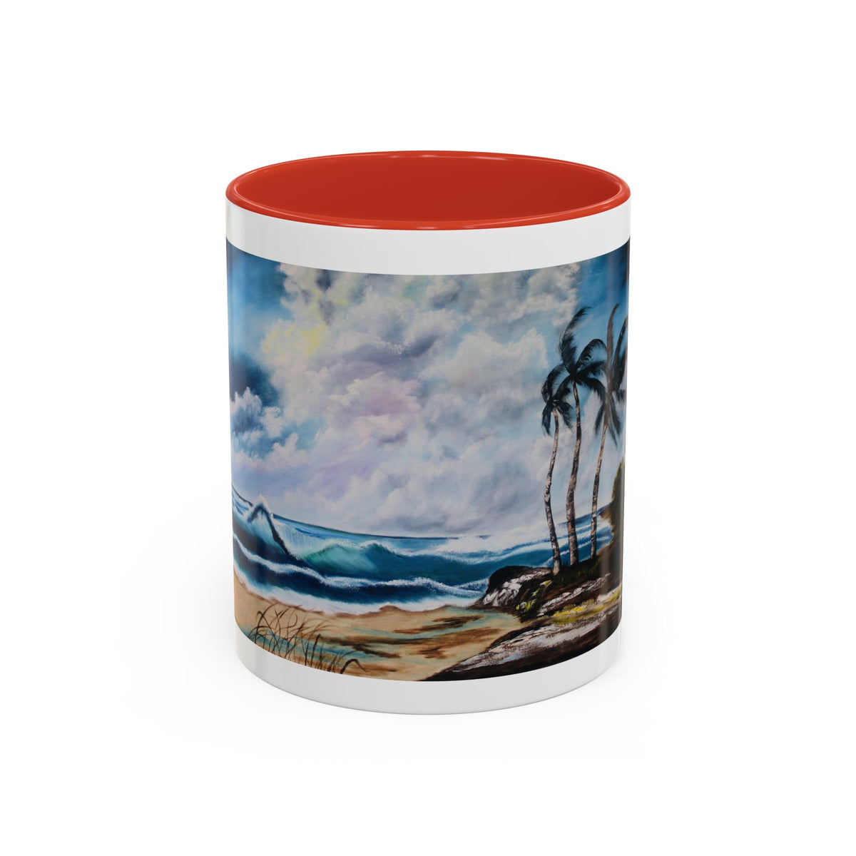 Accent Coffee Mug, 11oz | Accent mug | White blue mug | Outdoor Mug| See View Mug - Ira World Art LLC