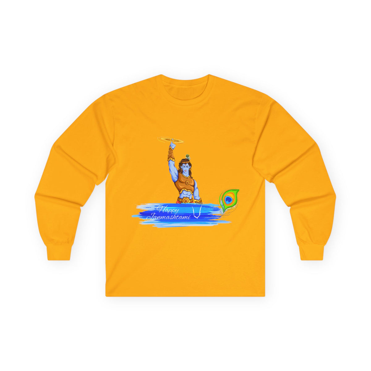 Krishna With Sudarshan Long Sleeve Tee, Unisex Shirt, Hindu God Graphic Tee, Spiritual Apparel, Religious Clothing, Krishna Festival Shirt - Ira World Art LLC
