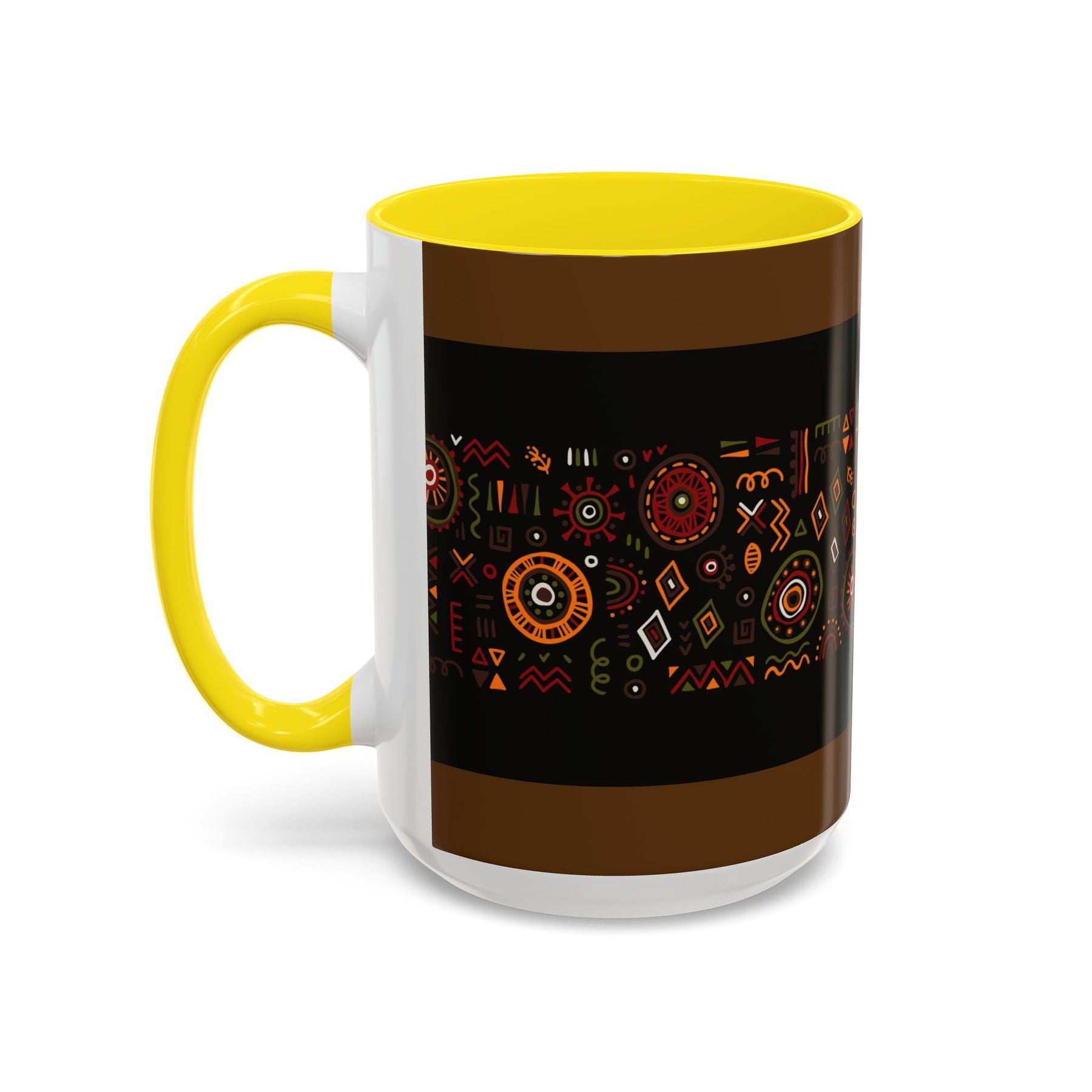 Tribal Ceramic Coffee Mug, Afrocentric Colorful Design, Custom 11oz & 15oz - Ira World Art LLC