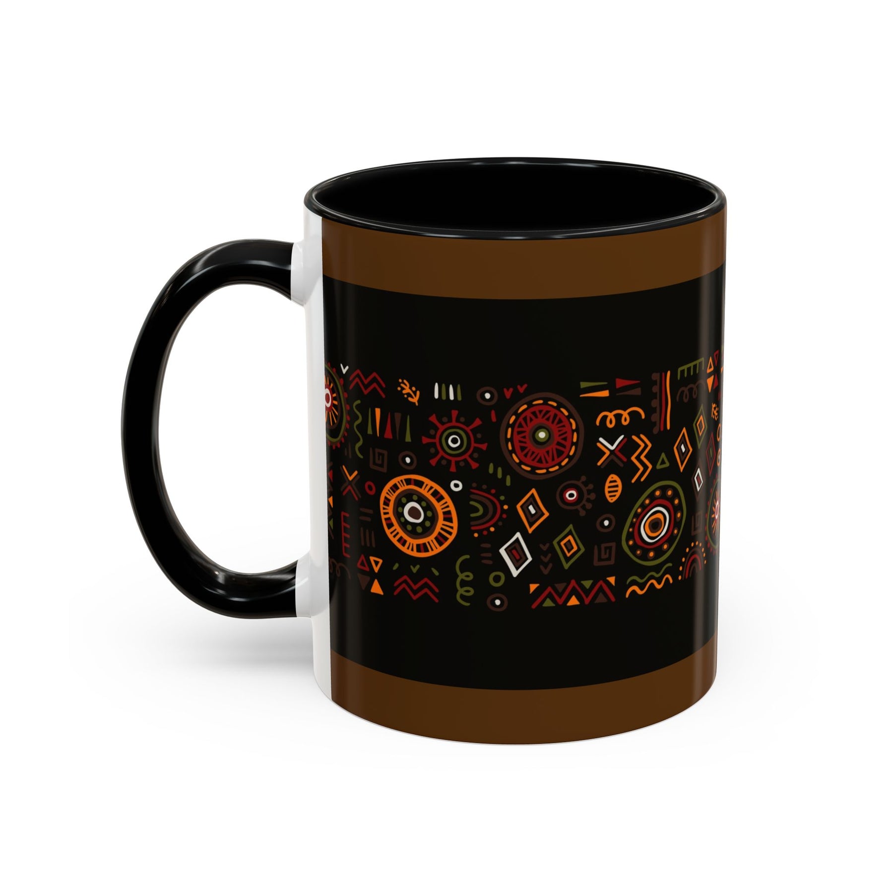 Tribal Ceramic Coffee Mug, Afrocentric Colorful Design, Custom 11oz & 15oz - Ira World Art LLC