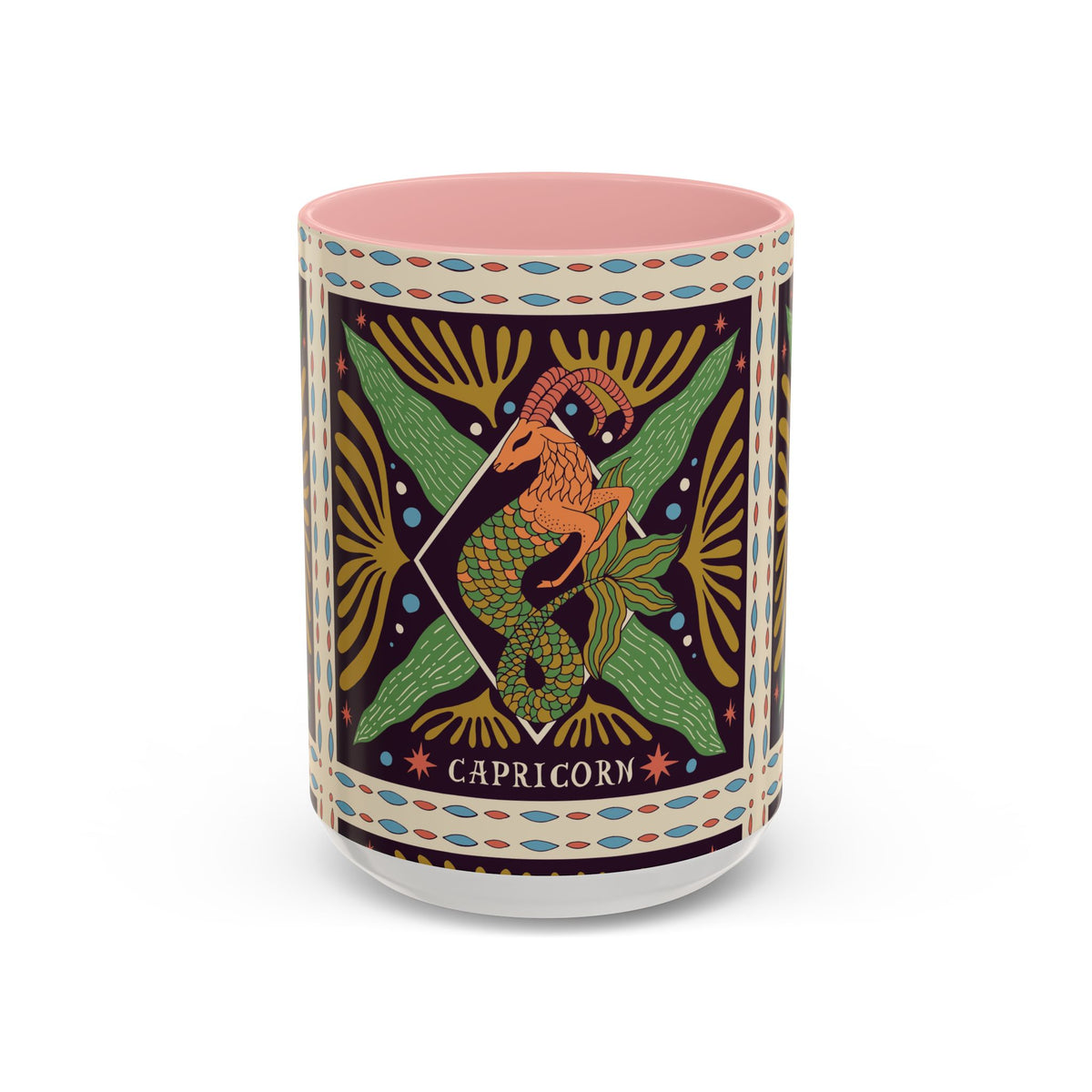 Colorful Capricorn Mug, Custom Ceramic Coffee Cup 11oz & 15oz Zodiac Design - Ira World Art LLC