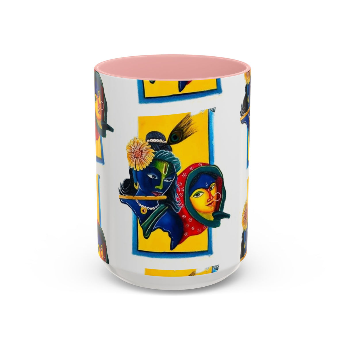 Colorful Ceramic Mug with Unique Hindu Art Design, 11oz & 15oz Aesthetic Gift - Ira World Art LLC