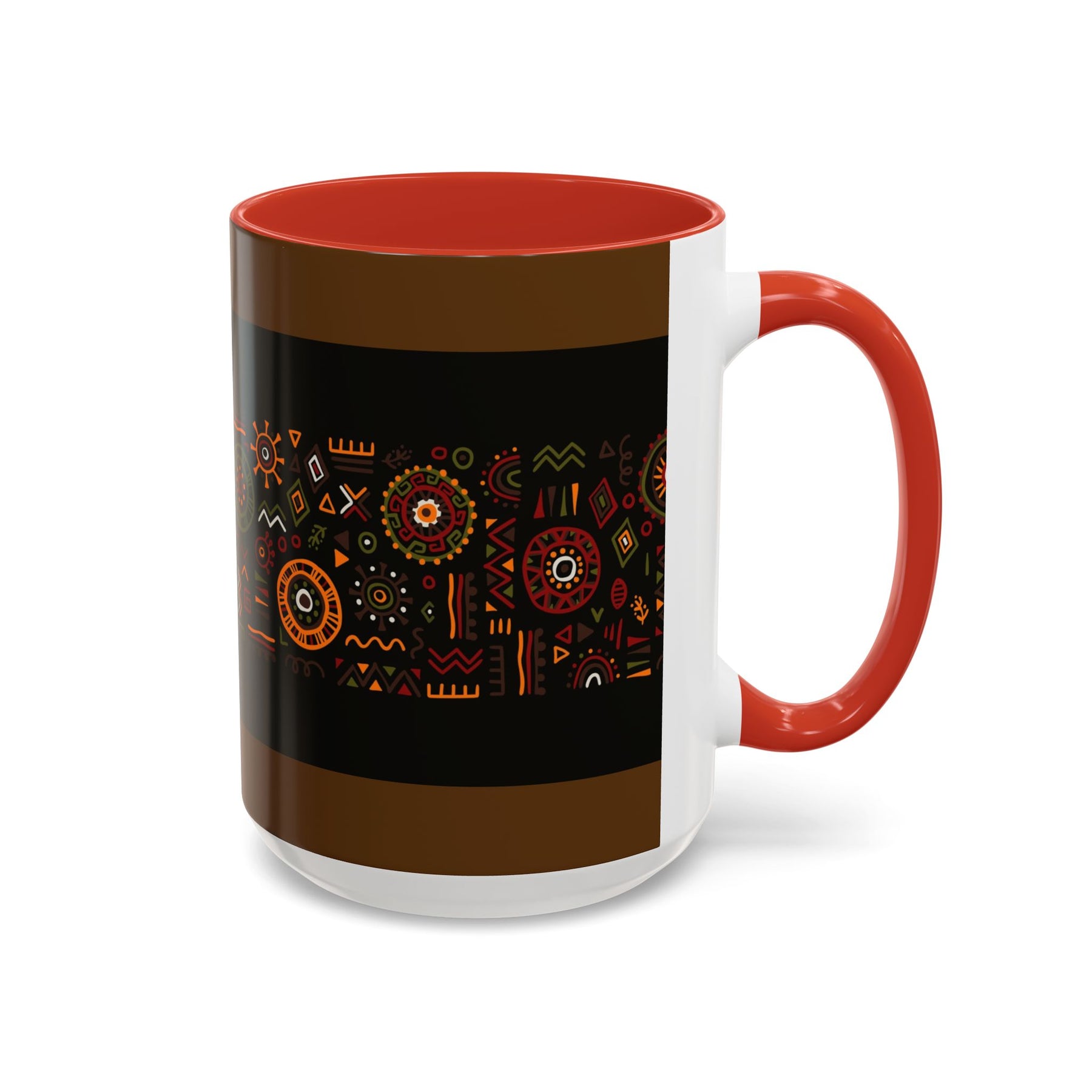Tribal Ceramic Coffee Mug, Afrocentric Colorful Design, Custom 11oz & 15oz - Ira World Art LLC