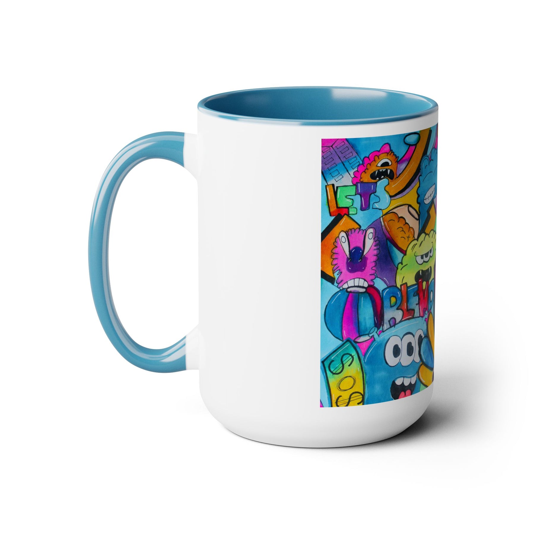 Colorful Two-Tone 15oz Kids Mug with Durable Ceramic, School & Toddler Design - Ira World Art LLC