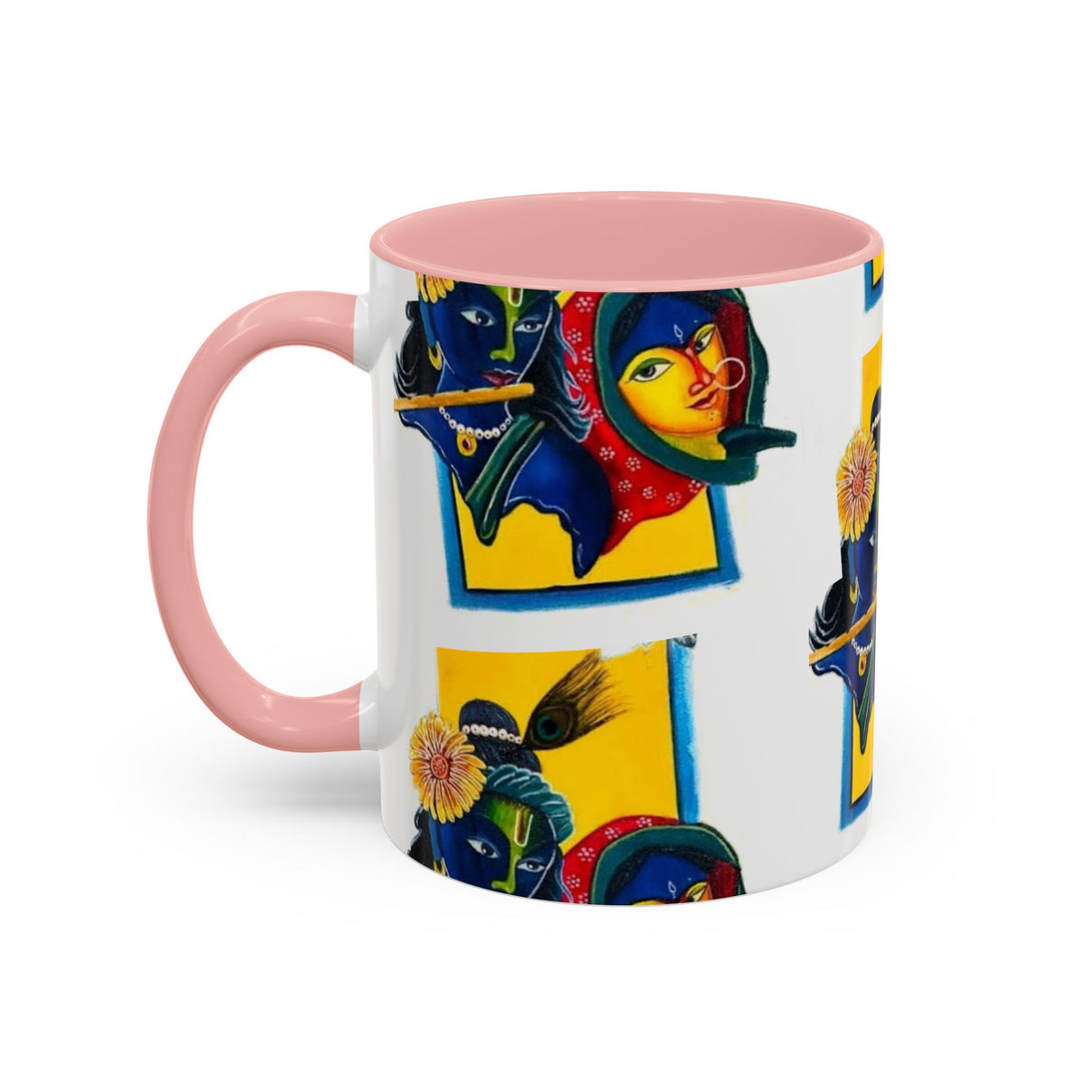 Colorful Ceramic Mug with Unique Hindu Art Design, 11oz & 15oz Aesthetic Gift - Ira World Art LLC