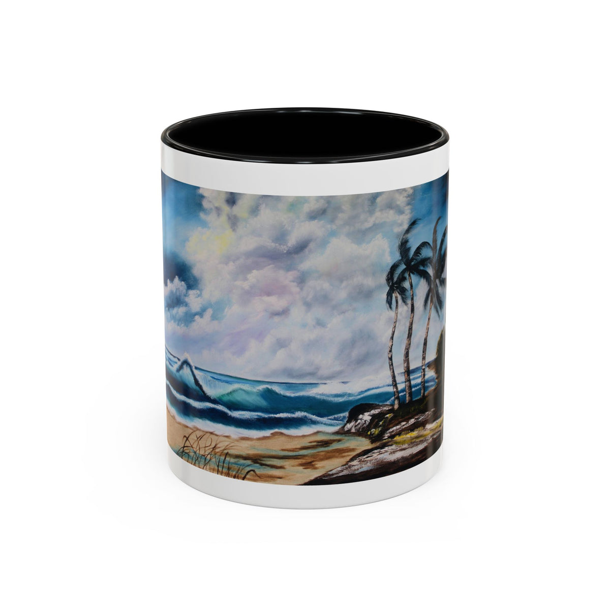 Accent Coffee Mug, 11oz | Accent mug | White blue mug | Outdoor Mug| See View Mug - Ira World Art LLC