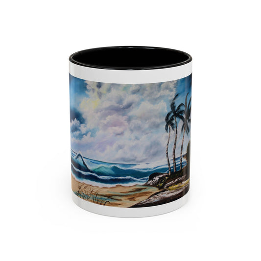 Accent Coffee Mug, 11oz | Accent mug | White blue mug | Outdoor Mug| See View Mug - Ira World Art LLC