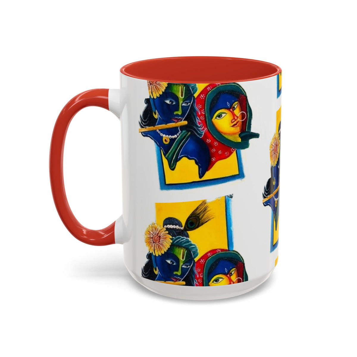 Colorful Ceramic Mug with Unique Hindu Art Design, 11oz & 15oz Aesthetic Gift - Ira World Art LLC