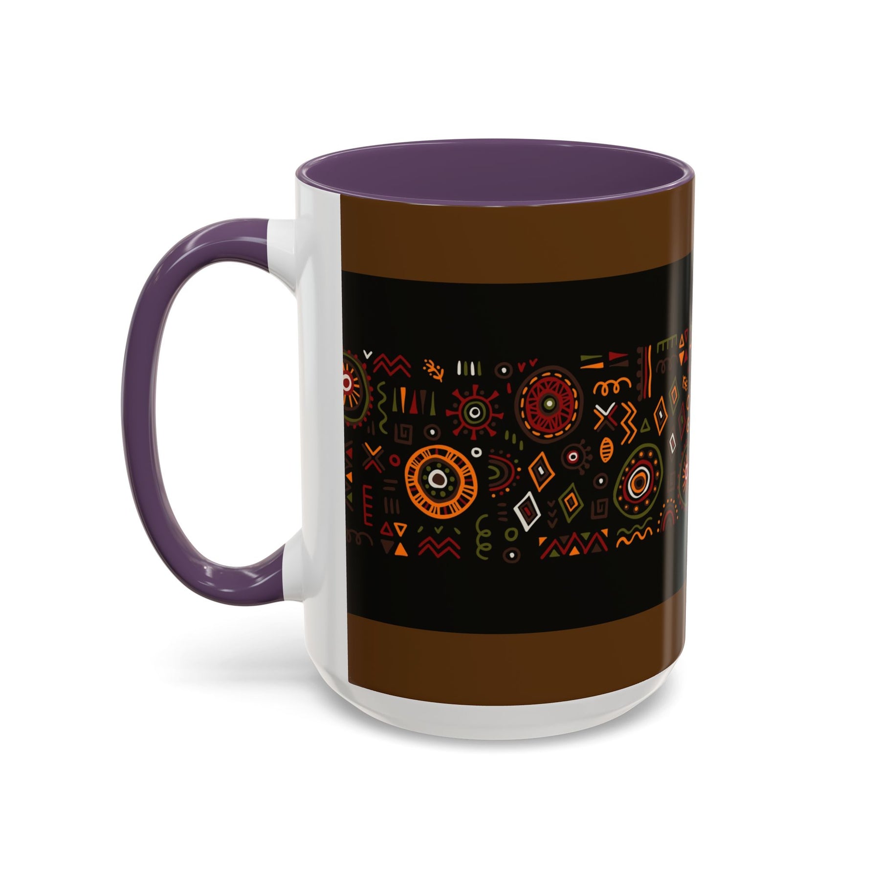Tribal Ceramic Coffee Mug, Afrocentric Colorful Design, Custom 11oz & 15oz - Ira World Art LLC
