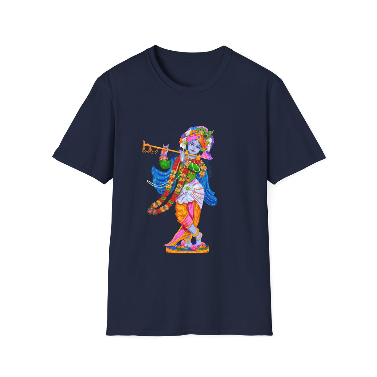 Krishana Tees - Spiritual Unisex Softstyle T-Shirt, Hindu God Tee, Religious Clothing, Meditation Shirt, Yoga Outfit - Ira World Art LLC