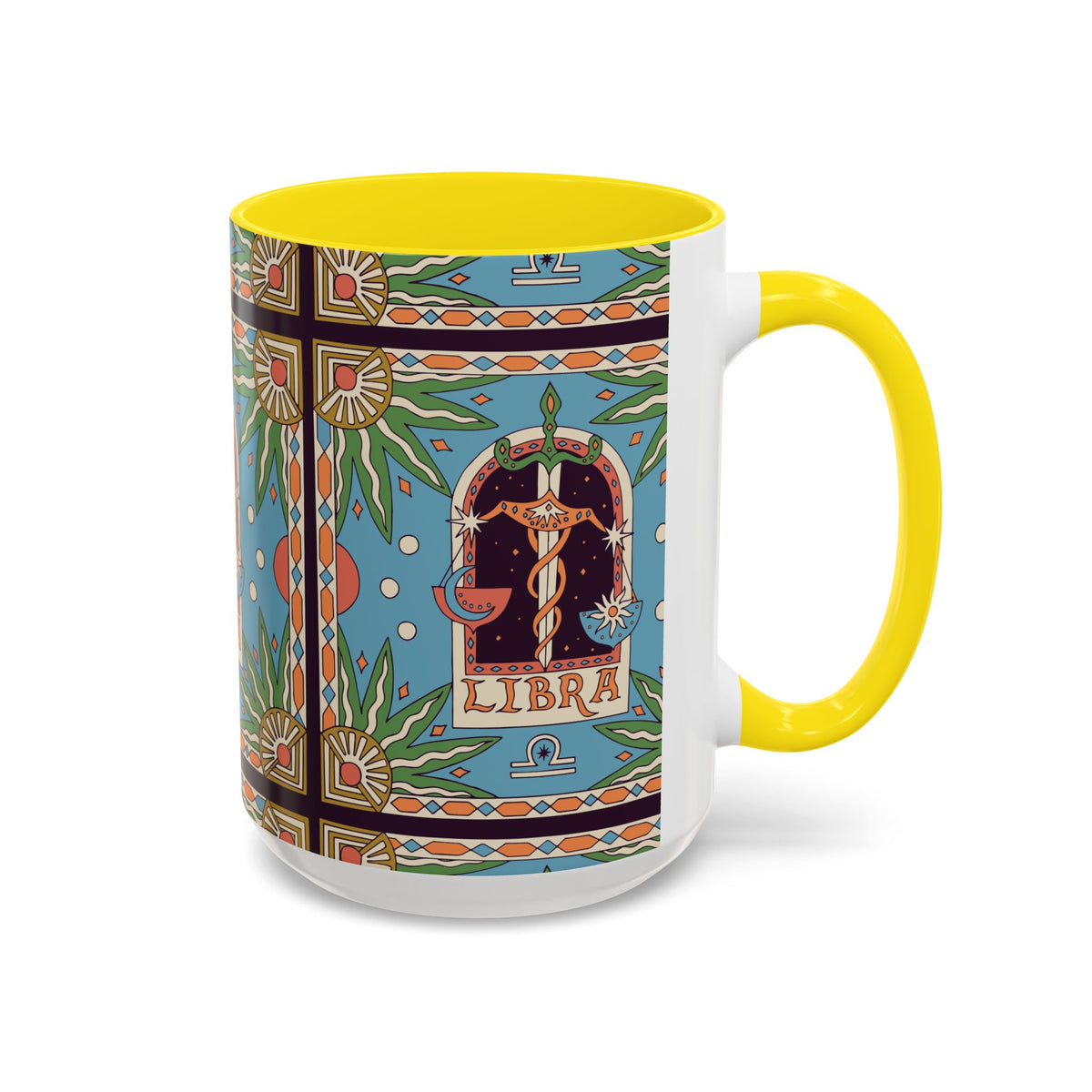 Custom Libra Coffee Mug, Colorful Ceramic 11oz & 15oz Zodiac Design - Ira World Art LLC