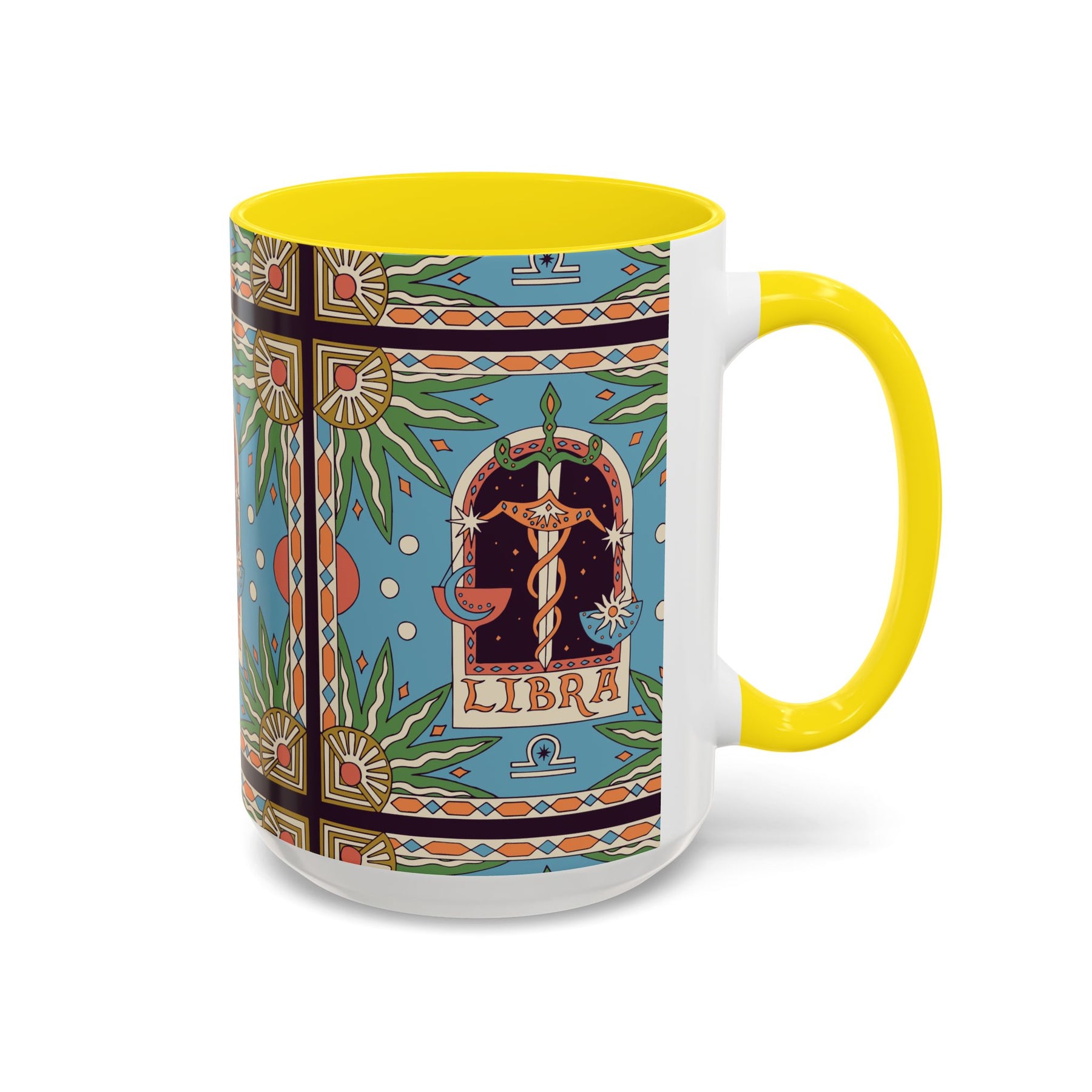 Custom Libra Coffee Mug, Colorful Ceramic 11oz & 15oz Zodiac Design - Ira World Art LLC