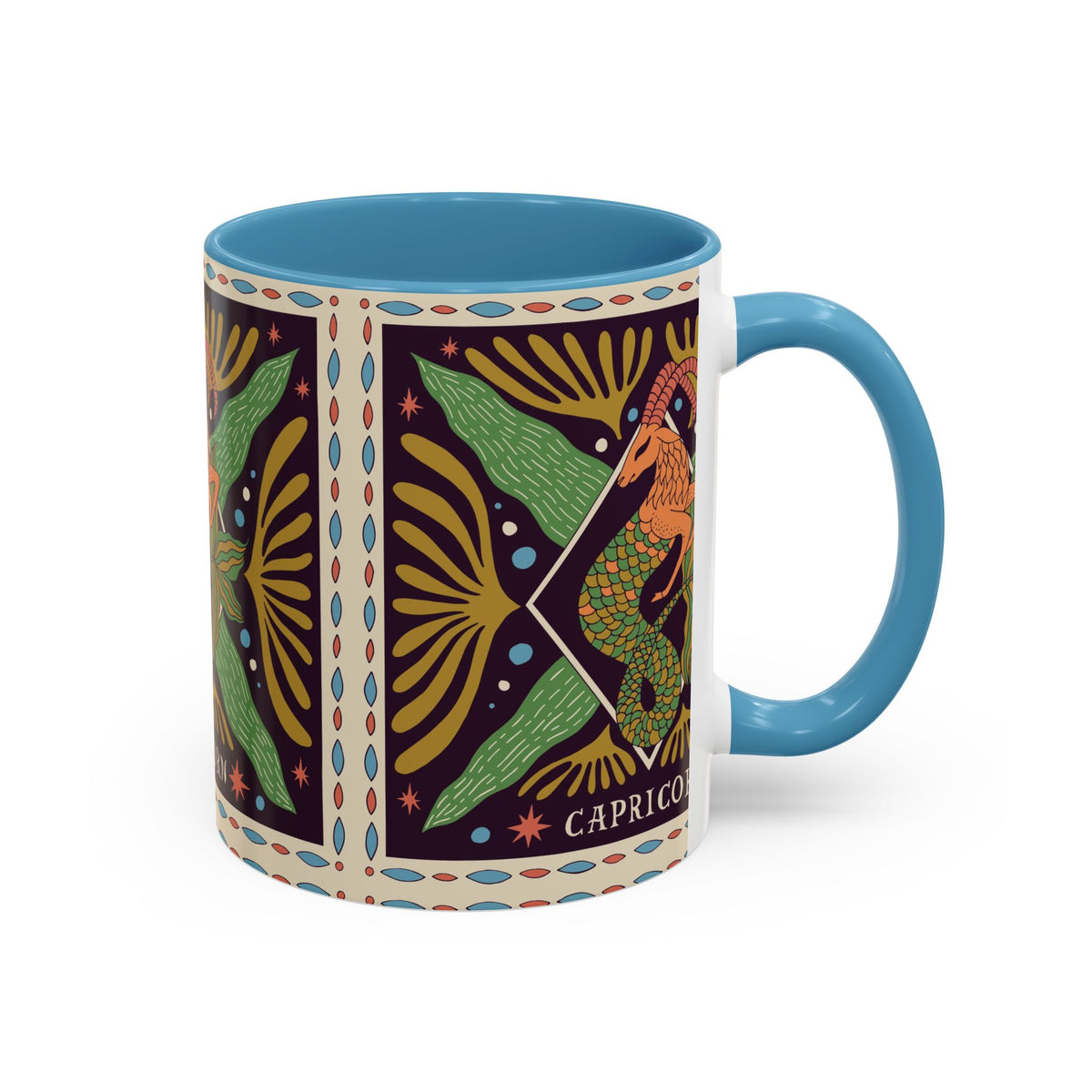 Colorful Capricorn Mug, Custom Ceramic Coffee Cup 11oz & 15oz Zodiac Design - Ira World Art LLC