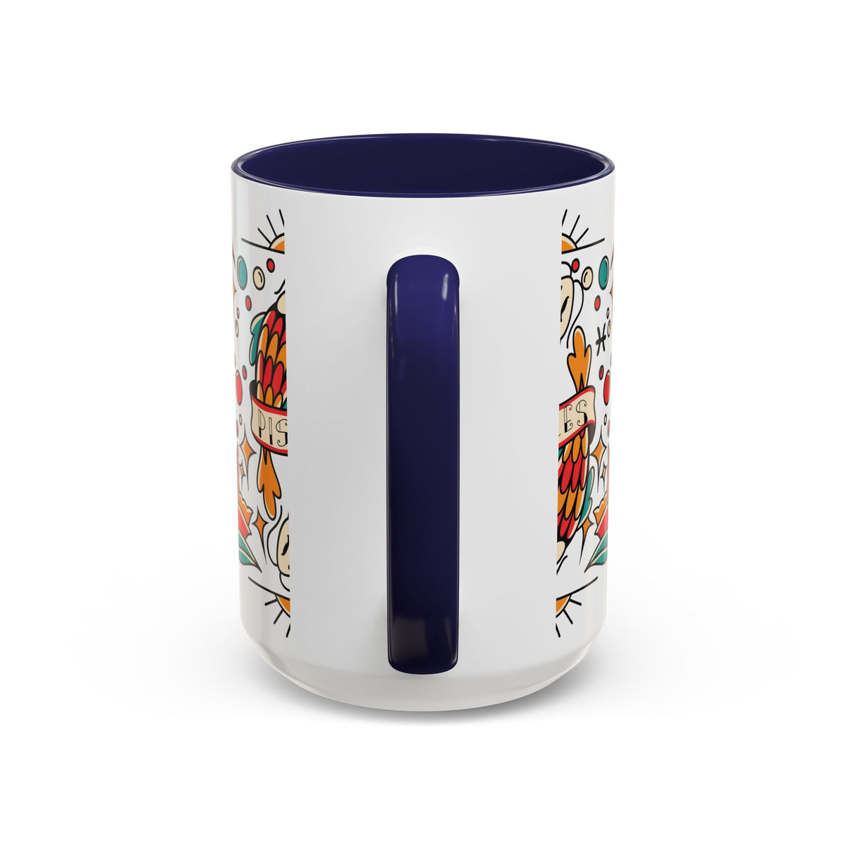Colorful Pisces Zodiac Mug, Painted Ceramic 11oz Unique Coffee Cup - Ira World Art LLC
