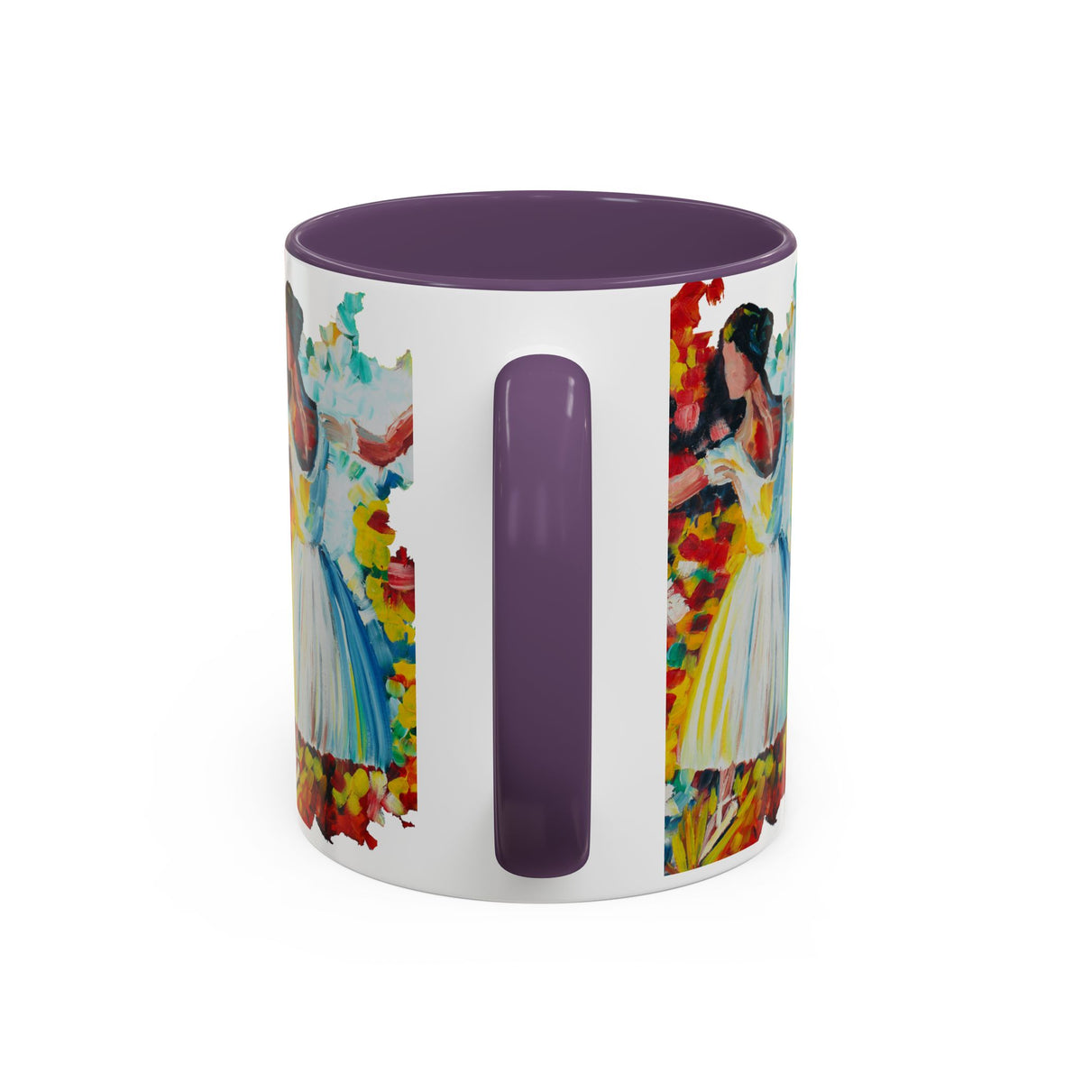 Colorful Ballet Latte Mug, Artistic Ceramic Coffee Cup with Floral Design - Ira World Art LLC