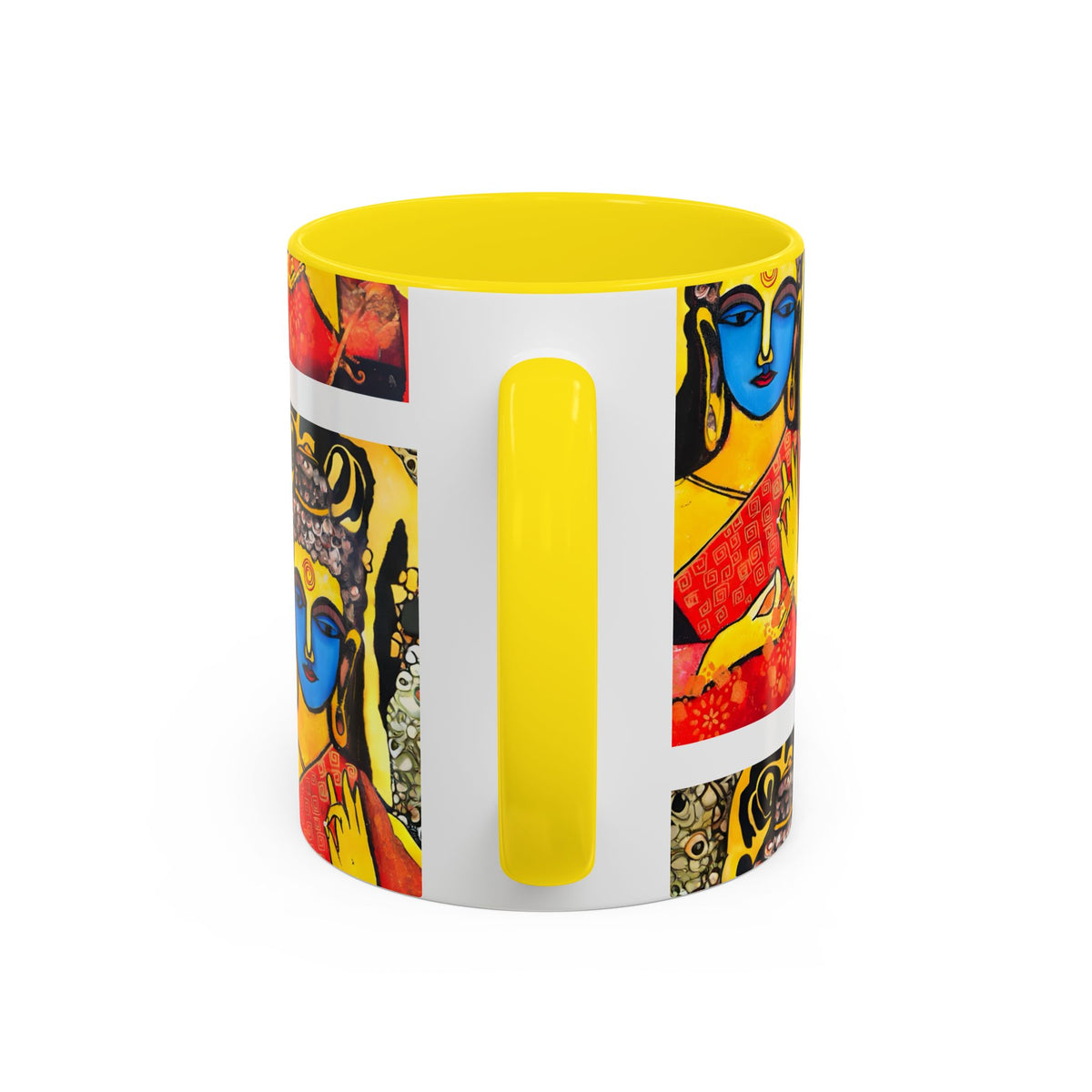 Inspirational Yoga Ceramic Mug, Colorful Buddhist Painting, 11oz & 15oz Unique Coffee Cup - Ira World Art LLC