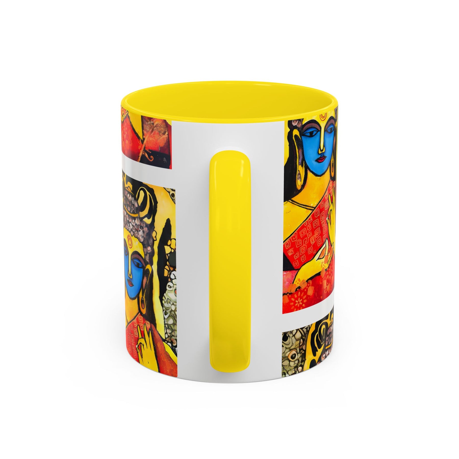 Inspirational Yoga Ceramic Mug, Colorful Buddhist Painting, 11oz & 15oz Unique Coffee Cup - Ira World Art LLC