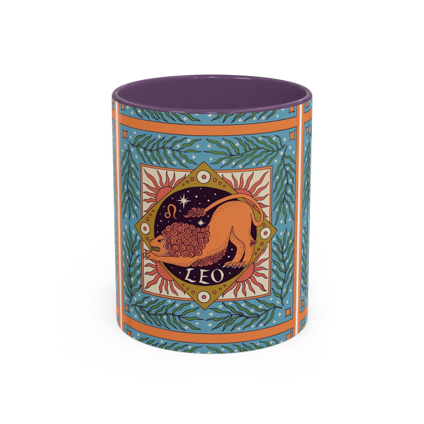 Vibrant Leo Zodiac Coffee Mug, Custom Ceramic 11oz & 15oz Colorful Design - Ira World Art LLC