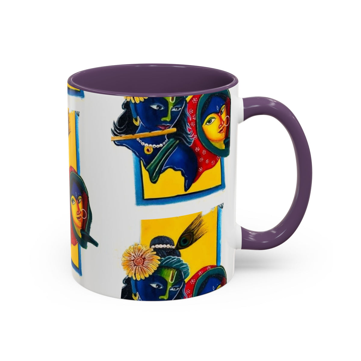 Colorful Ceramic Mug with Unique Hindu Art Design, 11oz & 15oz Aesthetic Gift - Ira World Art LLC