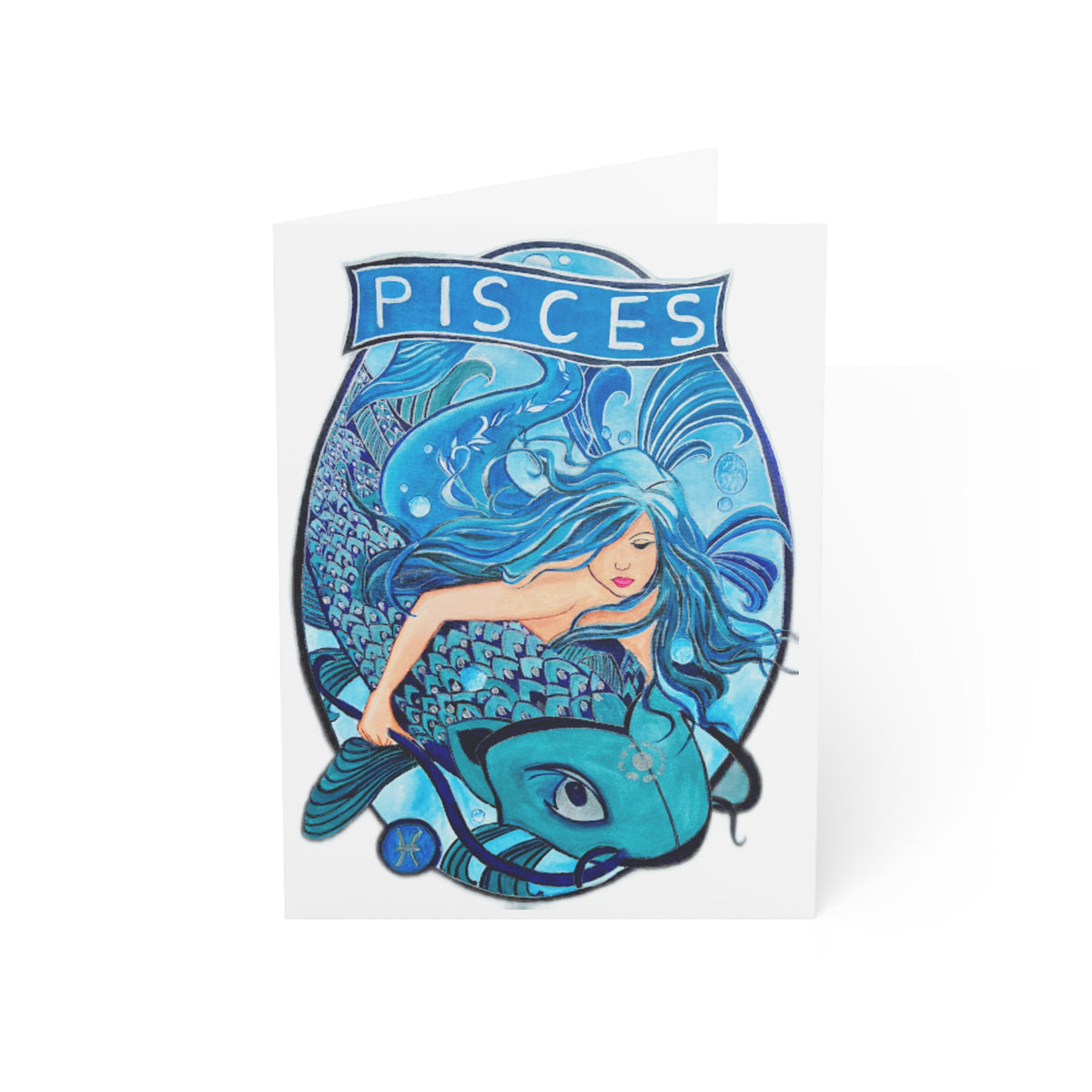Celebrate the Pisces Spirit: Enchanting Greeting Card  (1, 10, 30, and 50pcs) - Ira World Art LLC