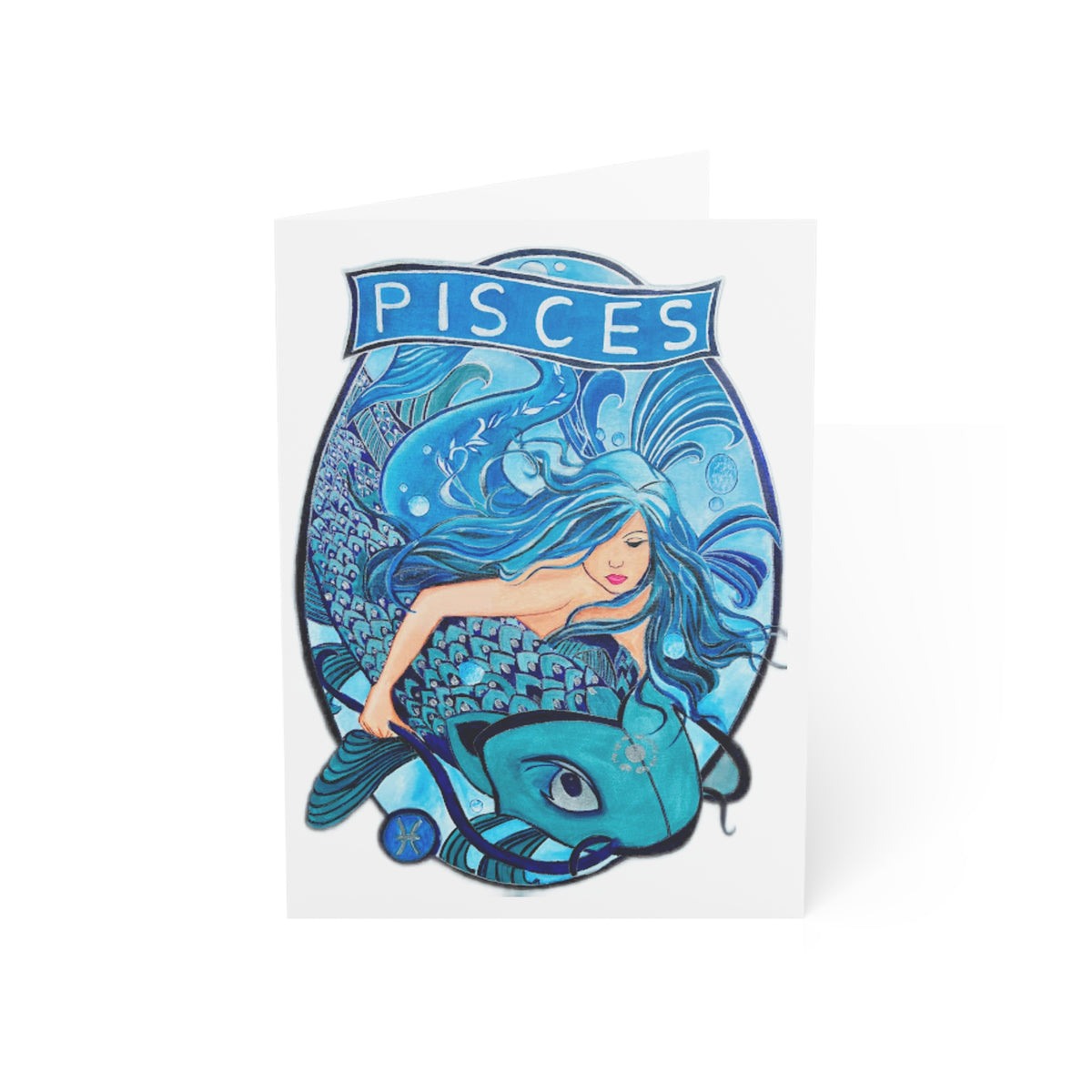 Celebrate the Pisces Spirit: Enchanting Greeting Card  (1, 10, 30, and 50pcs) - Ira World Art LLC