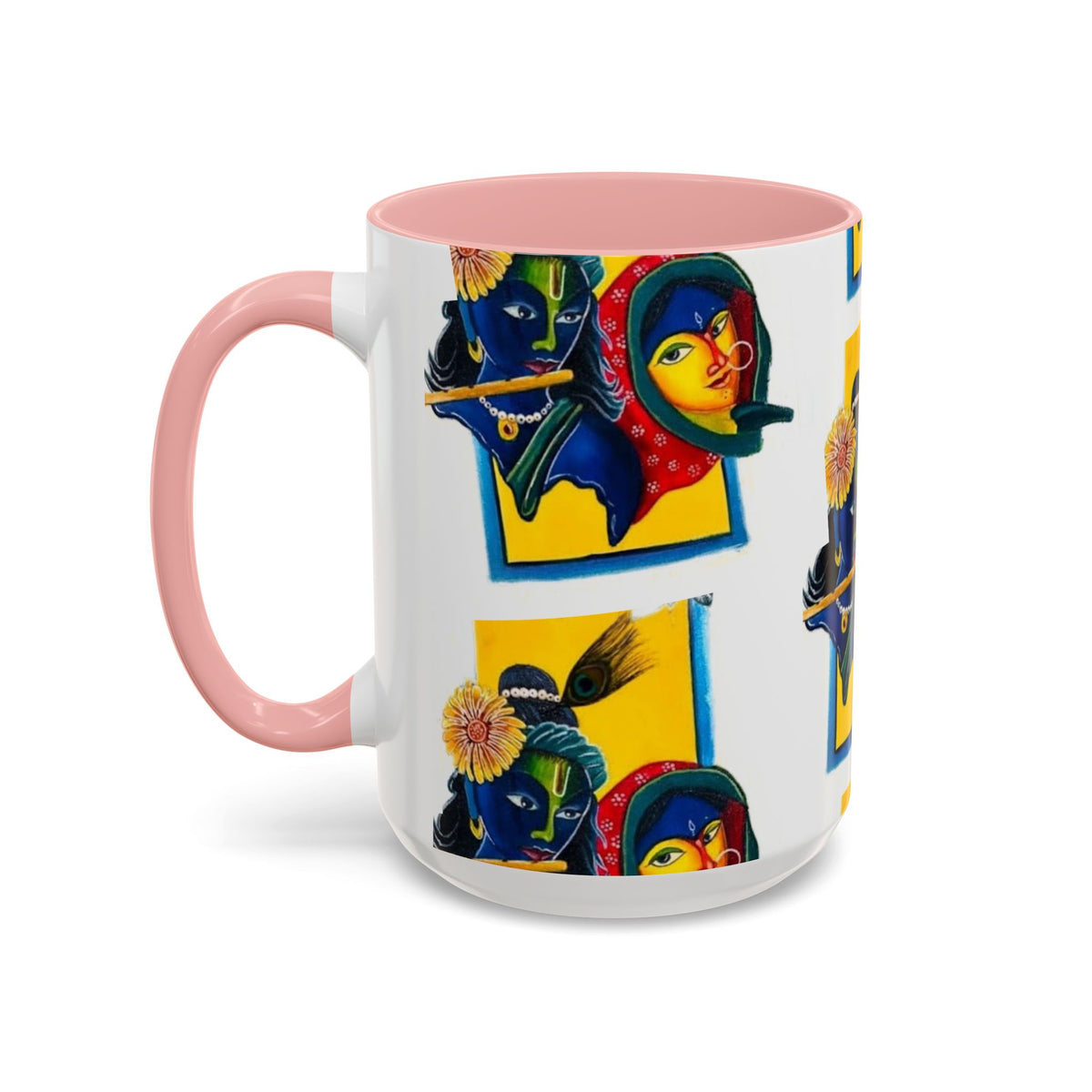 Colorful Ceramic Mug with Unique Hindu Art Design, 11oz & 15oz Aesthetic Gift - Ira World Art LLC