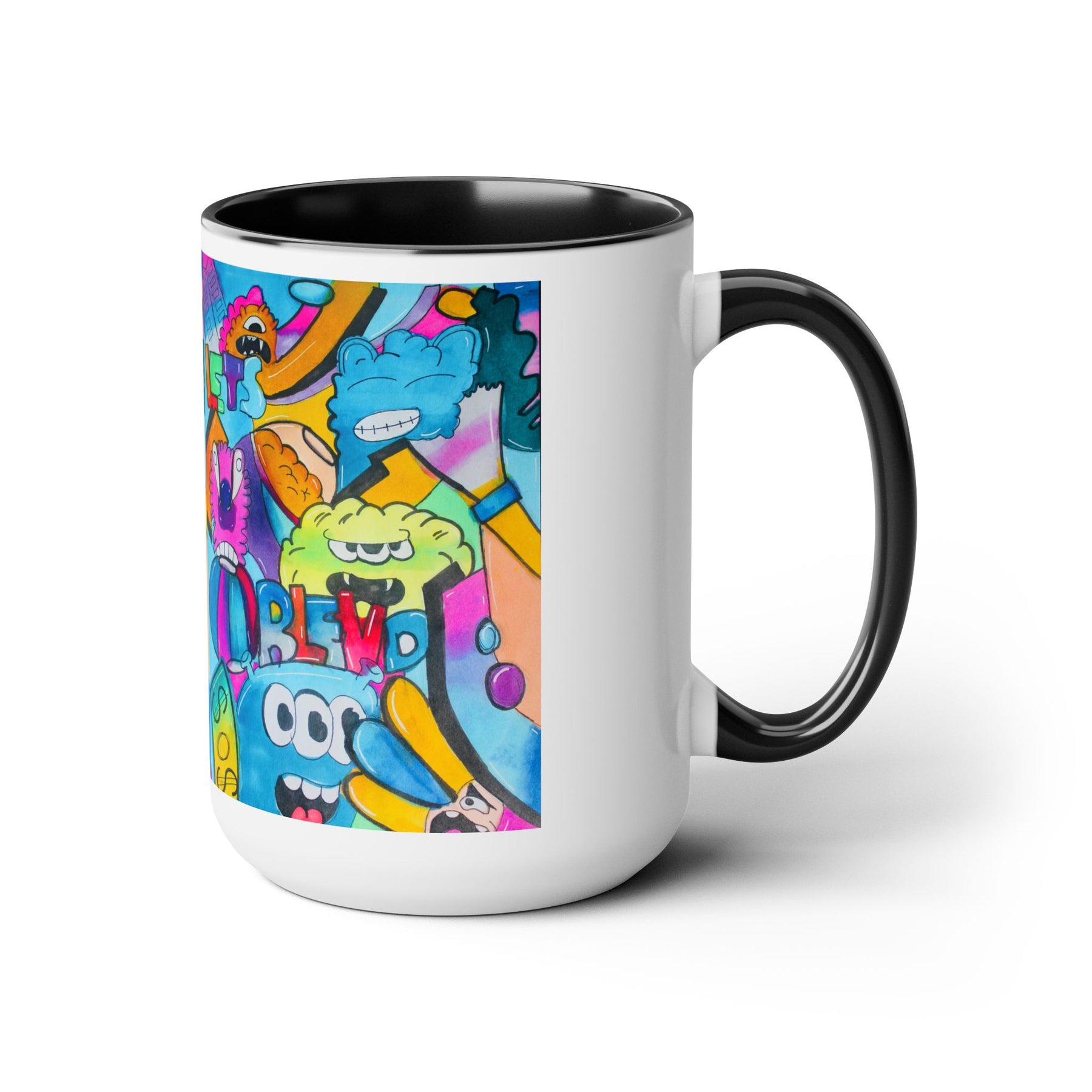 Colorful Two-Tone 15oz Kids Mug with Durable Ceramic, School & Toddler Design - Ira World Art LLC