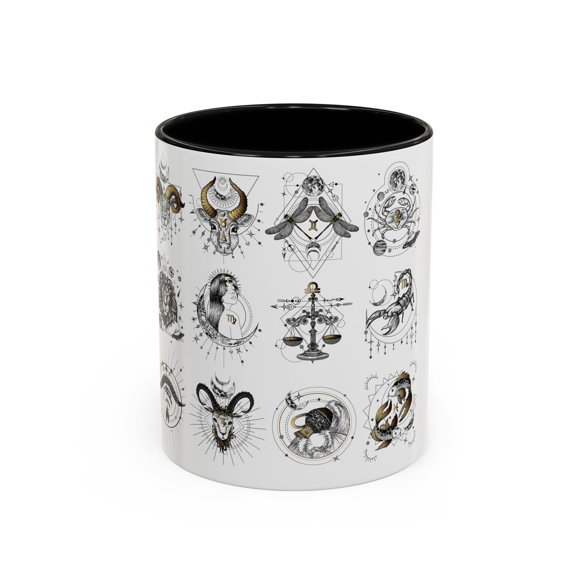 Zodiac Accent Ceramic Coffee Mug with Vibrant Horoscope Design 11oz & 15oz - Ira World Art LLC