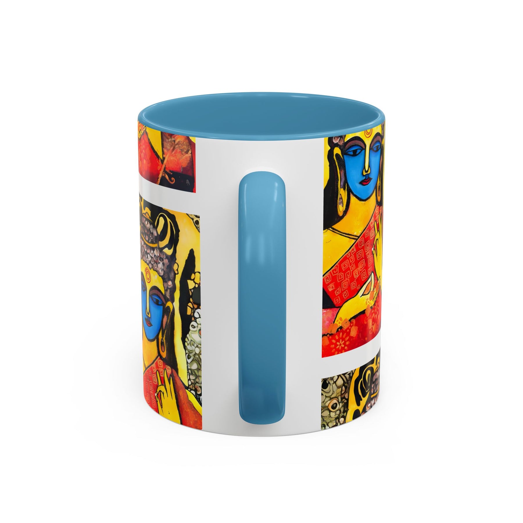 Inspirational Yoga Ceramic Mug, Colorful Buddhist Painting, 11oz & 15oz Unique Coffee Cup - Ira World Art LLC