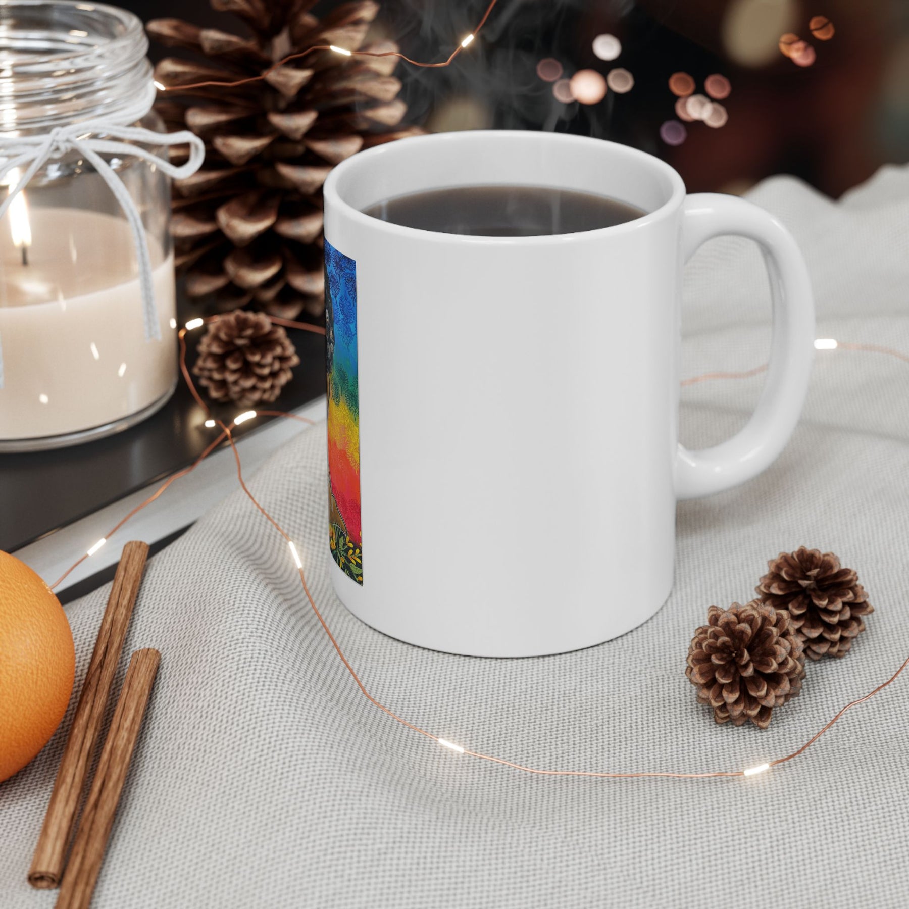 Colorful 11oz Ceramic Coffee Mug with Watercolor Design, Motivational Yoga Mug - Ira World Art LLC