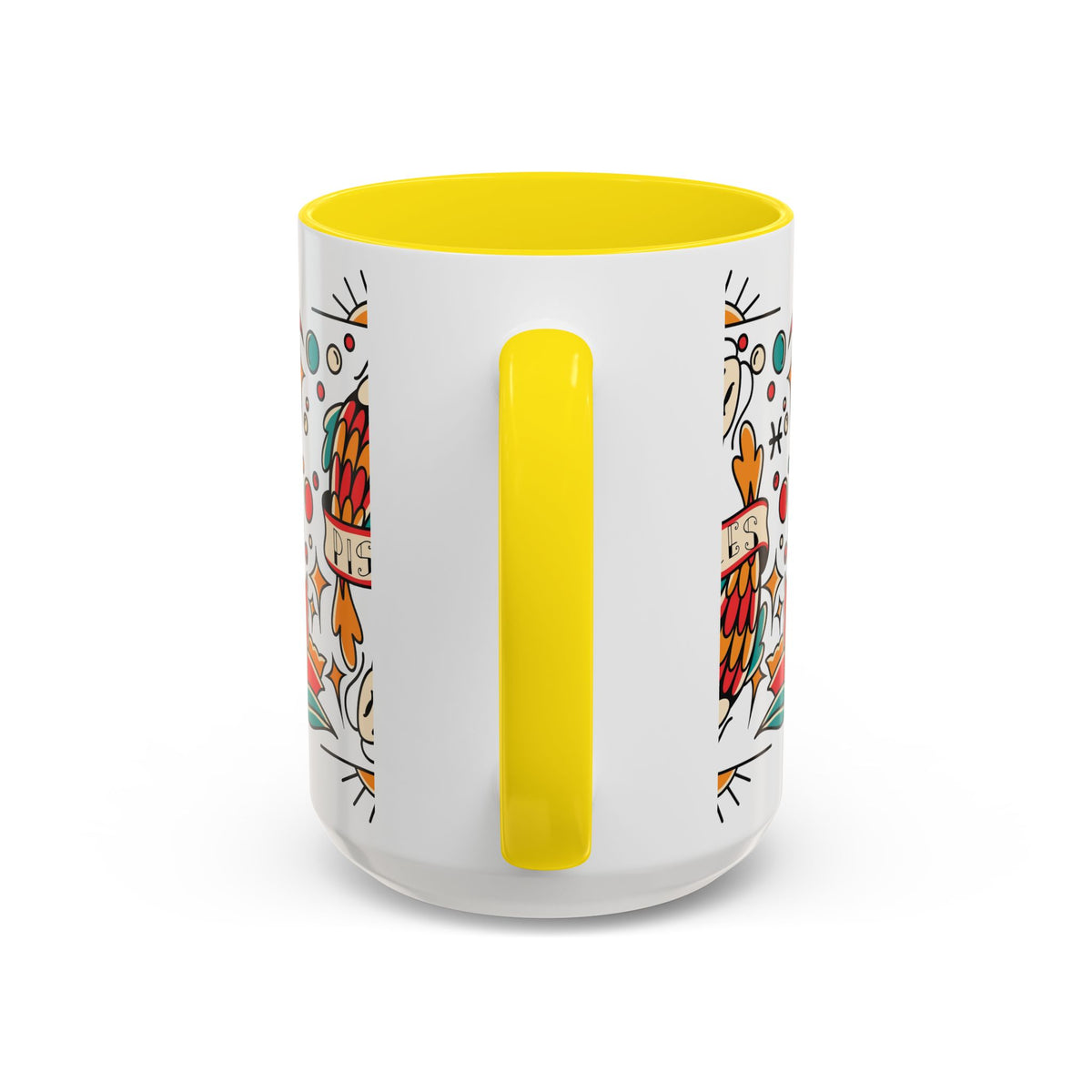 Colorful Pisces Zodiac Mug, Painted Ceramic 11oz Unique Coffee Cup - Ira World Art LLC