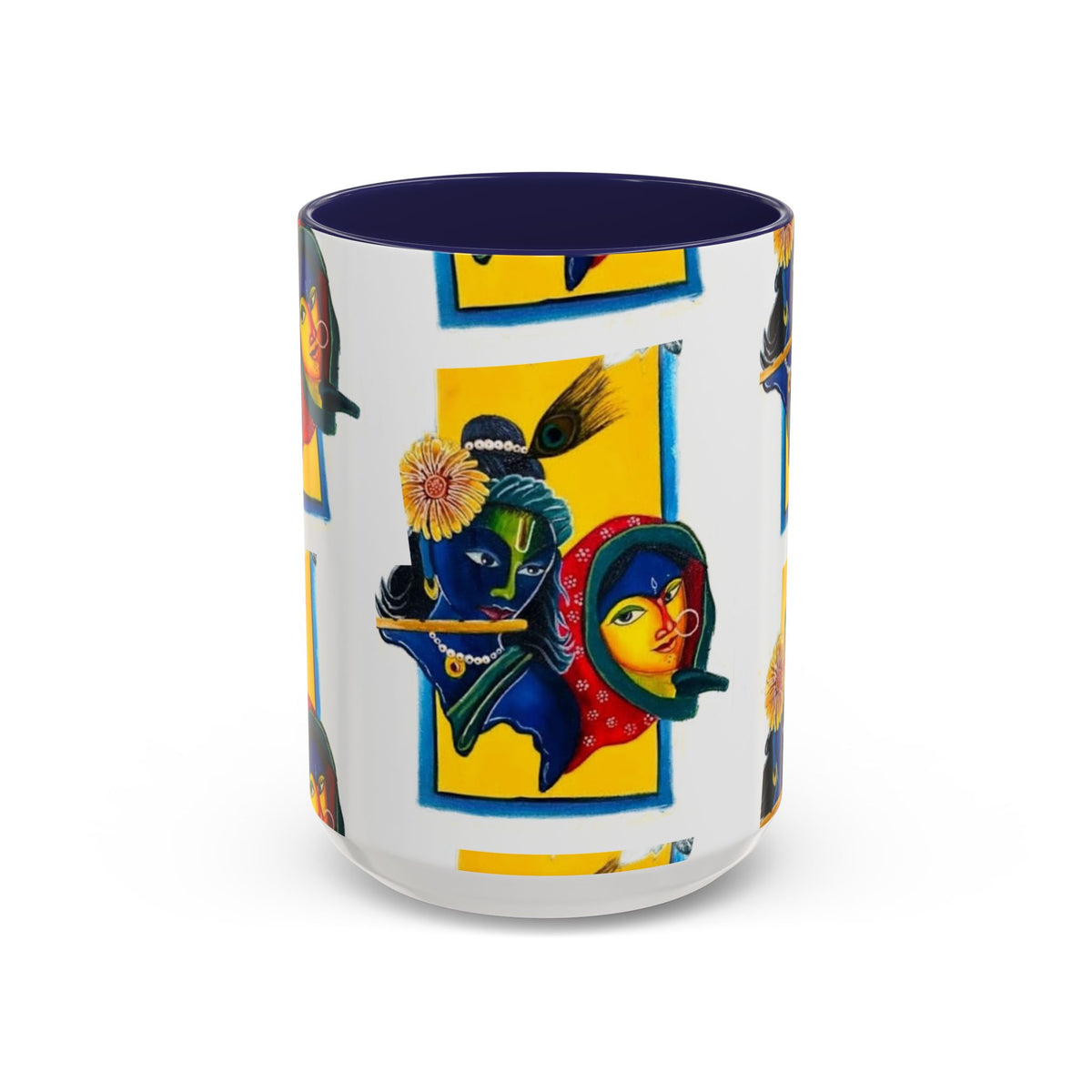 Colorful Ceramic Mug with Unique Hindu Art Design, 11oz & 15oz Aesthetic Gift - Ira World Art LLC