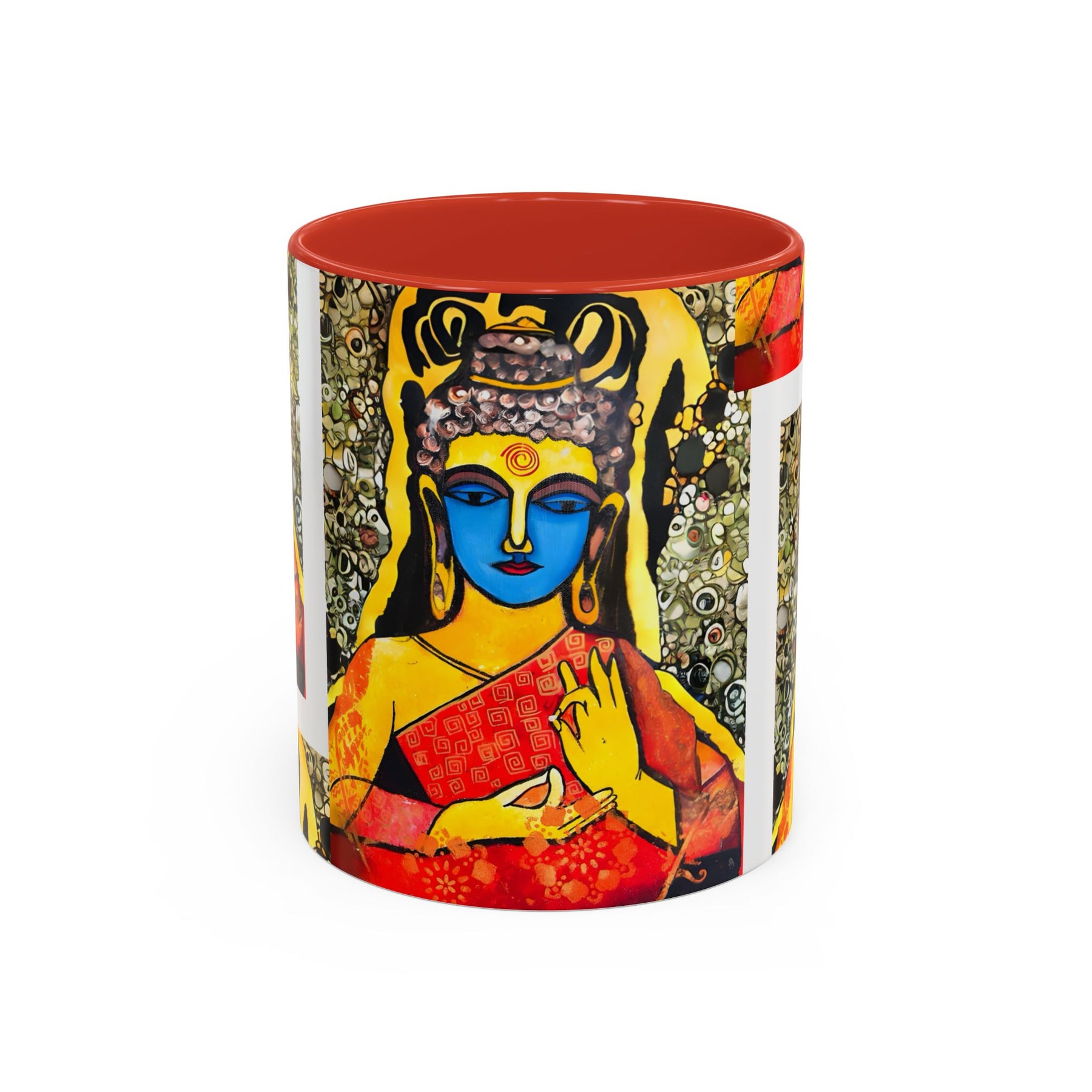 Inspirational Yoga Ceramic Mug, Colorful Buddhist Painting, 11oz & 15oz Unique Coffee Cup - Ira World Art LLC
