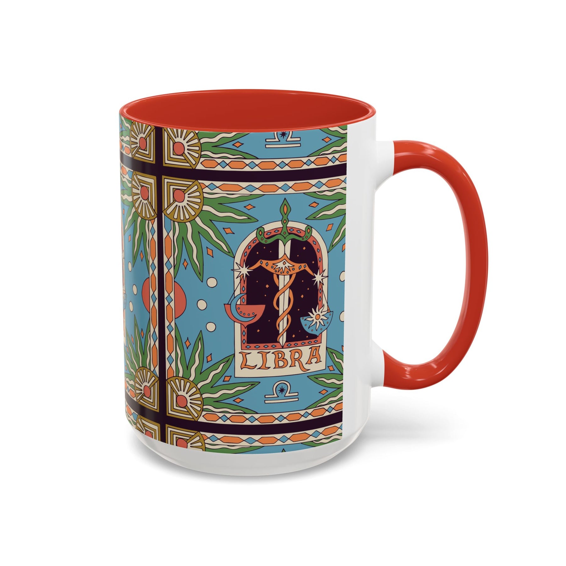 Custom Libra Coffee Mug, Colorful Ceramic 11oz & 15oz Zodiac Design - Ira World Art LLC