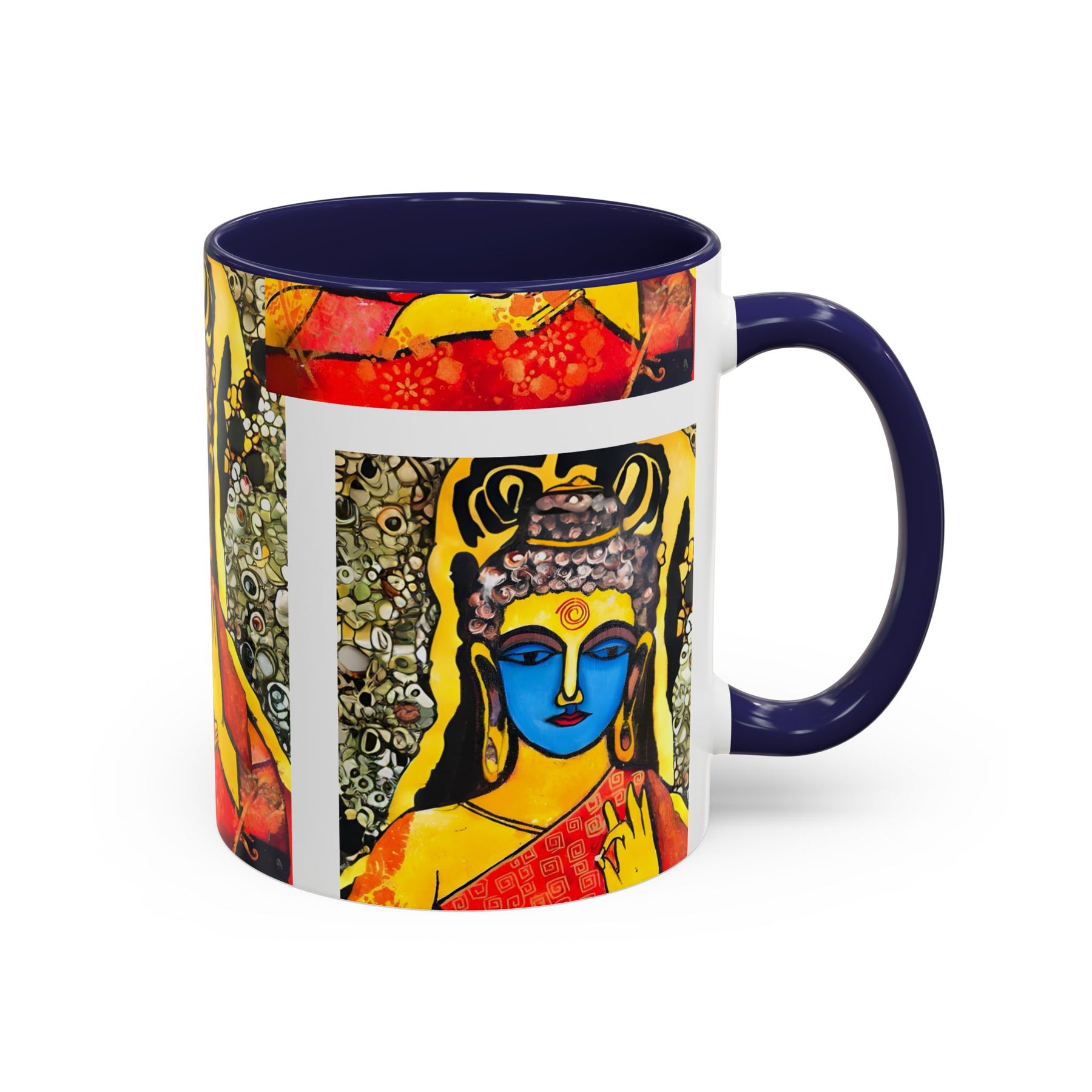 Inspirational Yoga Ceramic Mug, Colorful Buddhist Painting, 11oz & 15oz Unique Coffee Cup - Ira World Art LLC