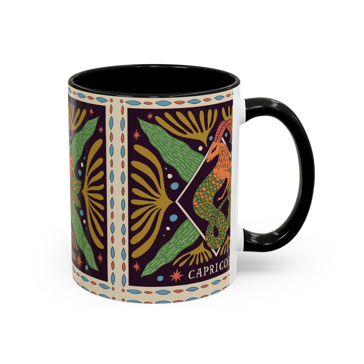 Colorful Capricorn Mug, Custom Ceramic Coffee Cup 11oz & 15oz Zodiac Design - Ira World Art LLC