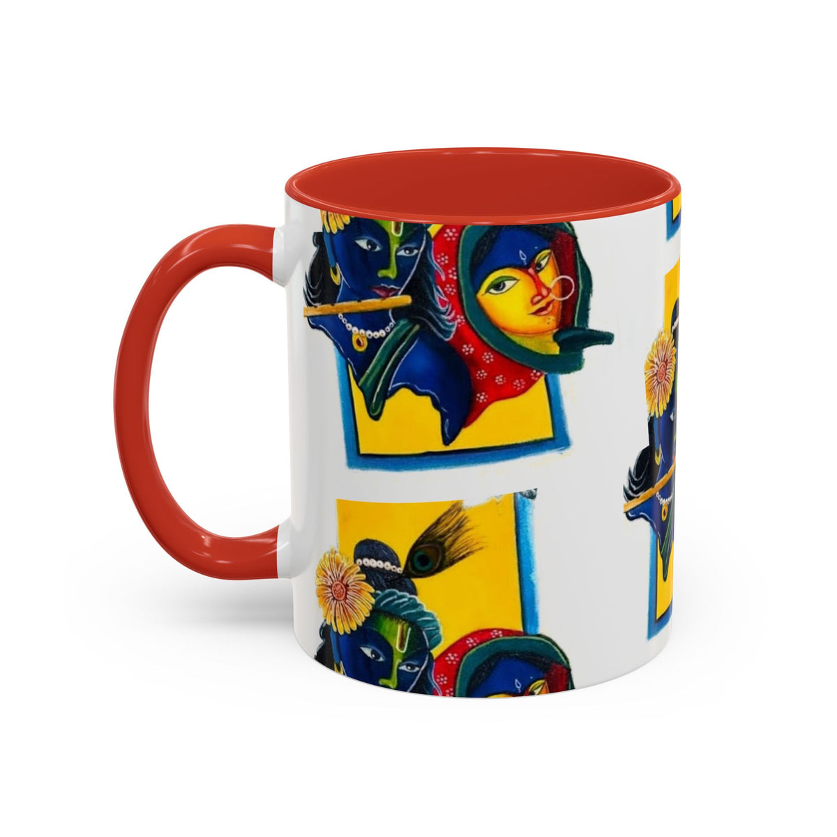 Colorful Ceramic Mug with Unique Hindu Art Design, 11oz & 15oz Aesthetic Gift - Ira World Art LLC