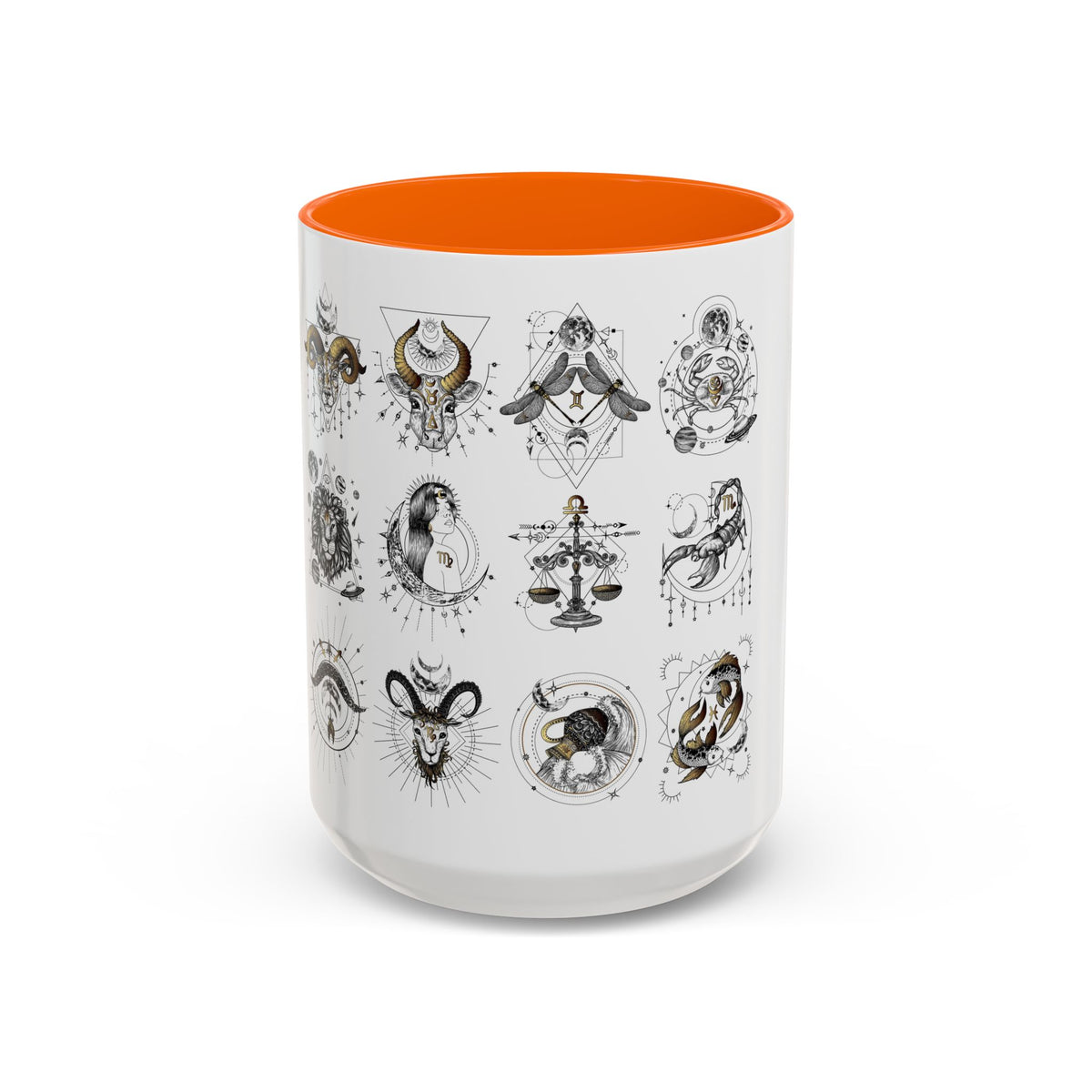 Zodiac Accent Ceramic Coffee Mug with Vibrant Horoscope Design 11oz & 15oz - Ira World Art LLC