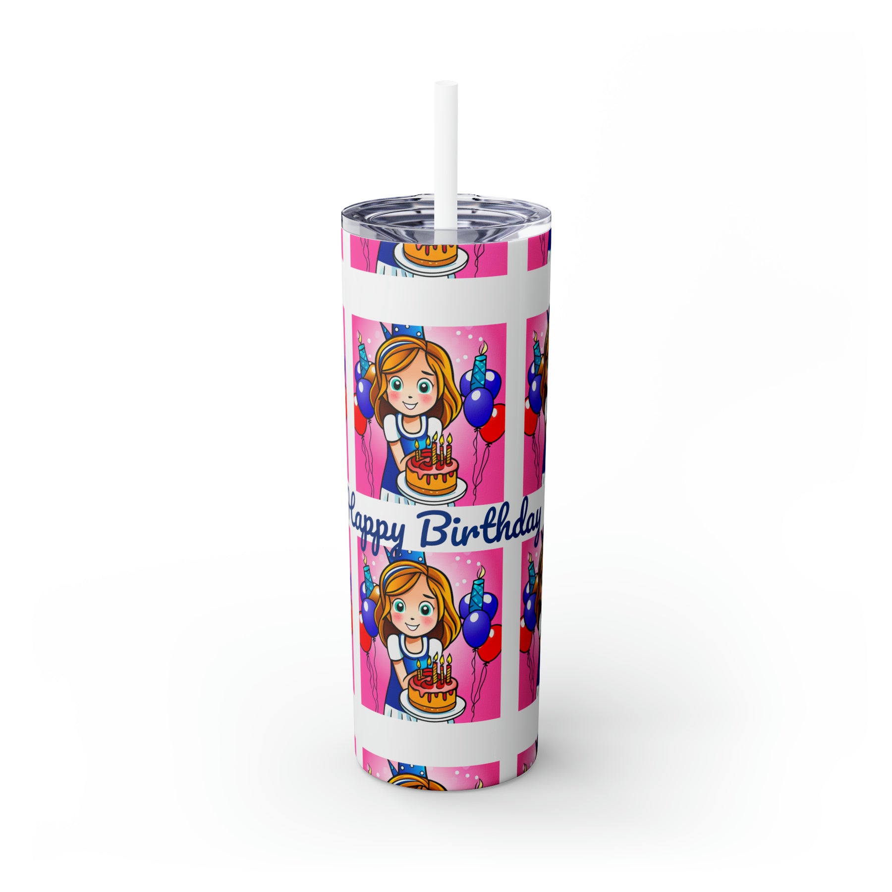 Stylish 20oz Birthday Skinny Tumbler with Straw - Ira World Art LLC