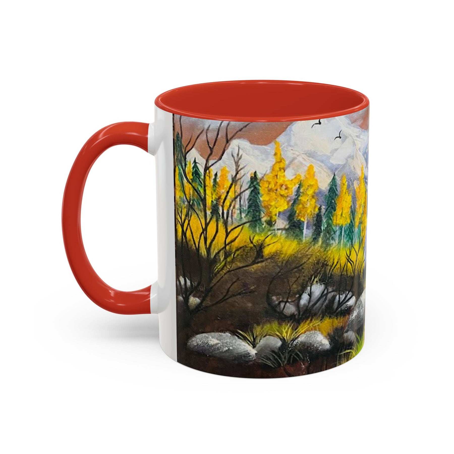 Boho Forest Artistic 11oz Ceramic Mug with Painted Fall Design, Cute Gift - Ira World Art LLC