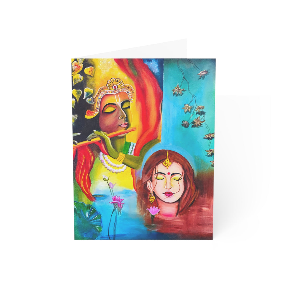 Divine Love Unveiled: Radha Krishna Greeting Card for Heartfelt Moments (1, 10, 30, and 50pcs) - Ira World Art LLC