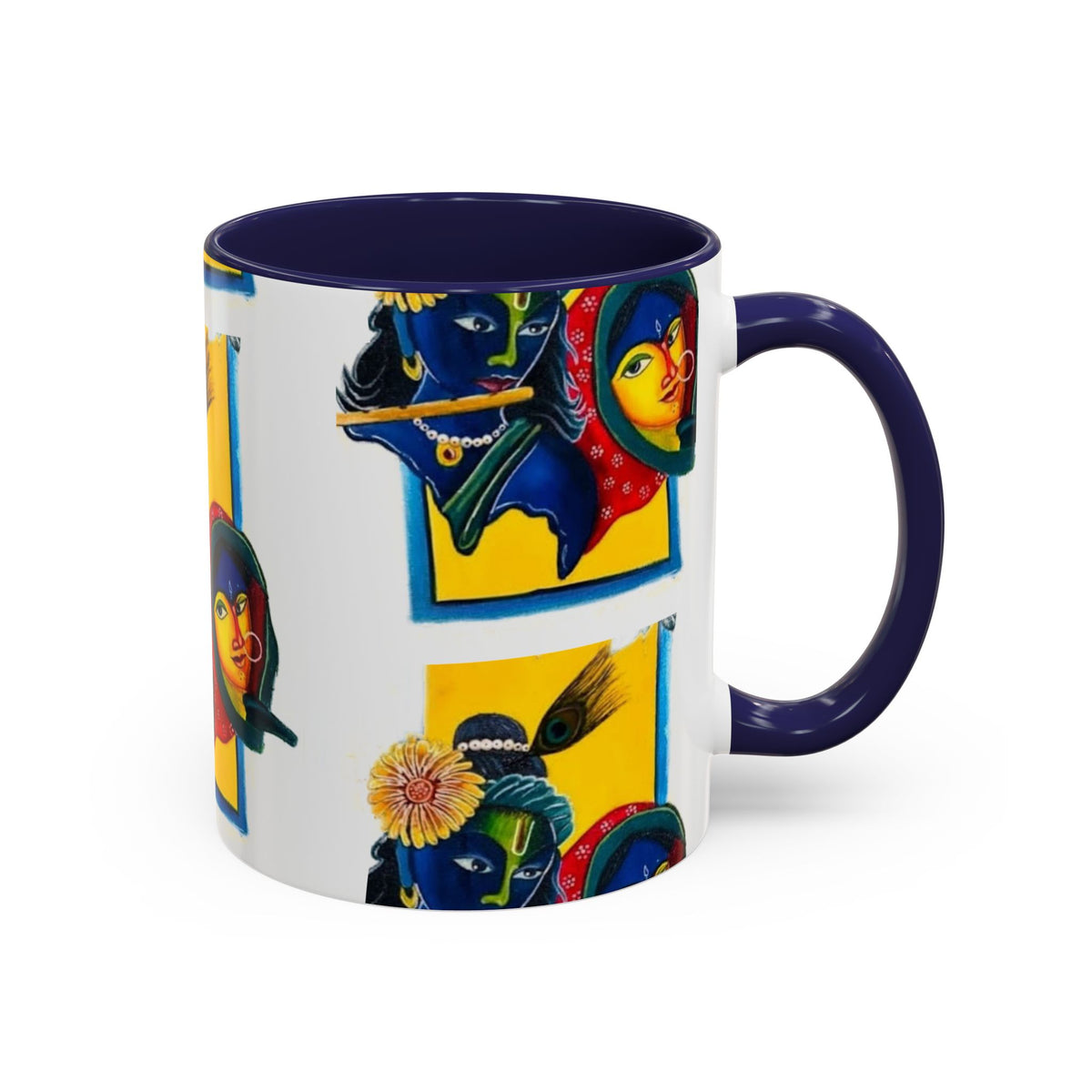 Colorful Ceramic Mug with Unique Hindu Art Design, 11oz & 15oz Aesthetic Gift - Ira World Art LLC