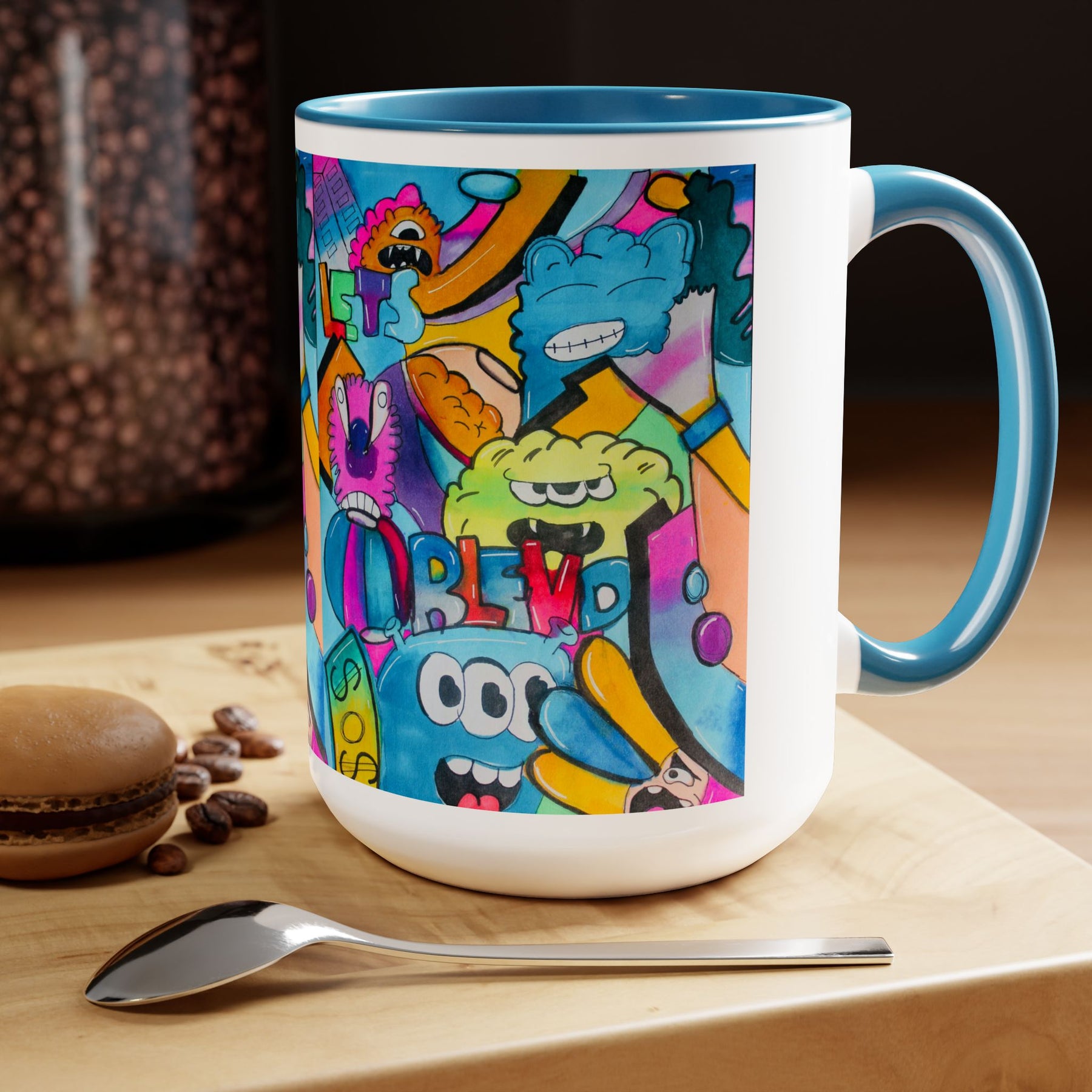 Colorful Two-Tone 15oz Kids Mug with Durable Ceramic, School & Toddler Design - Ira World Art LLC
