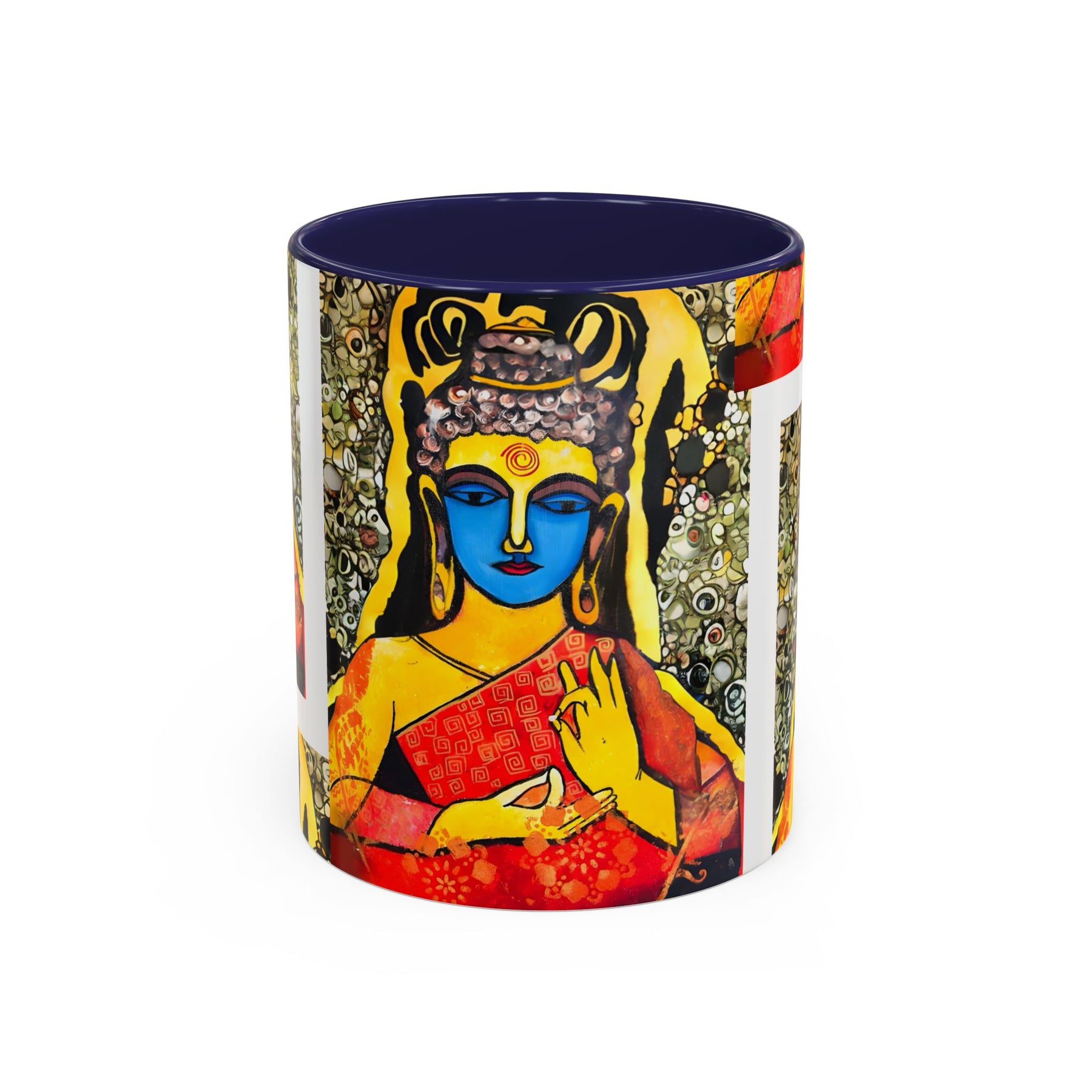 Inspirational Yoga Ceramic Mug, Colorful Buddhist Painting, 11oz & 15oz Unique Coffee Cup - Ira World Art LLC