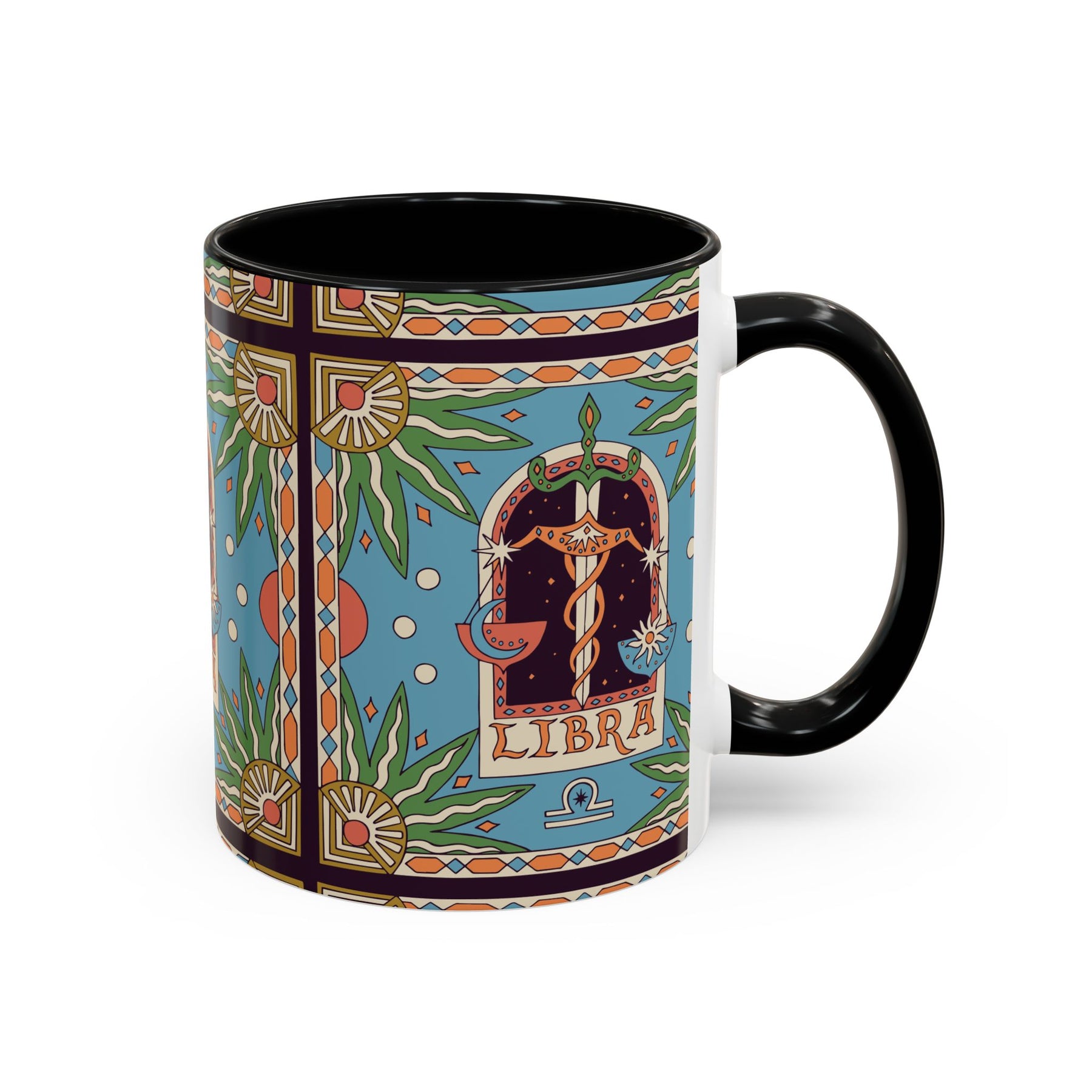 Custom Libra Coffee Mug, Colorful Ceramic 11oz & 15oz Zodiac Design - Ira World Art LLC