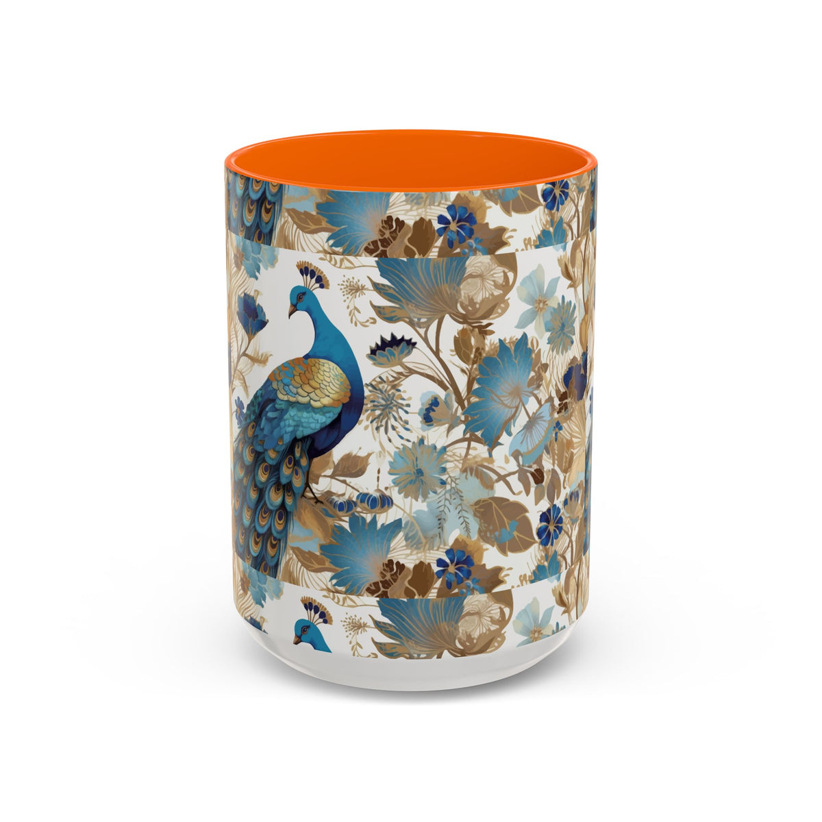 Elegant Peacock Ceramic Coffee Mug, Colorful 11oz & 15oz Custom Design - Ira World Art LLC
