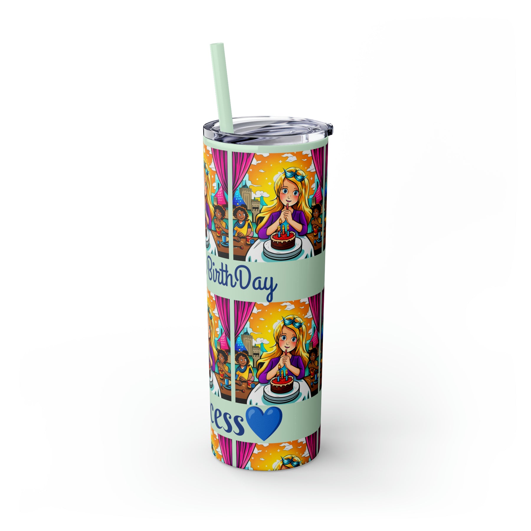Stylish 20oz Birthday Skinny Tumbler with Straw – Celebrate in Sip-worthy Fashion!" - Ira World Art LLC